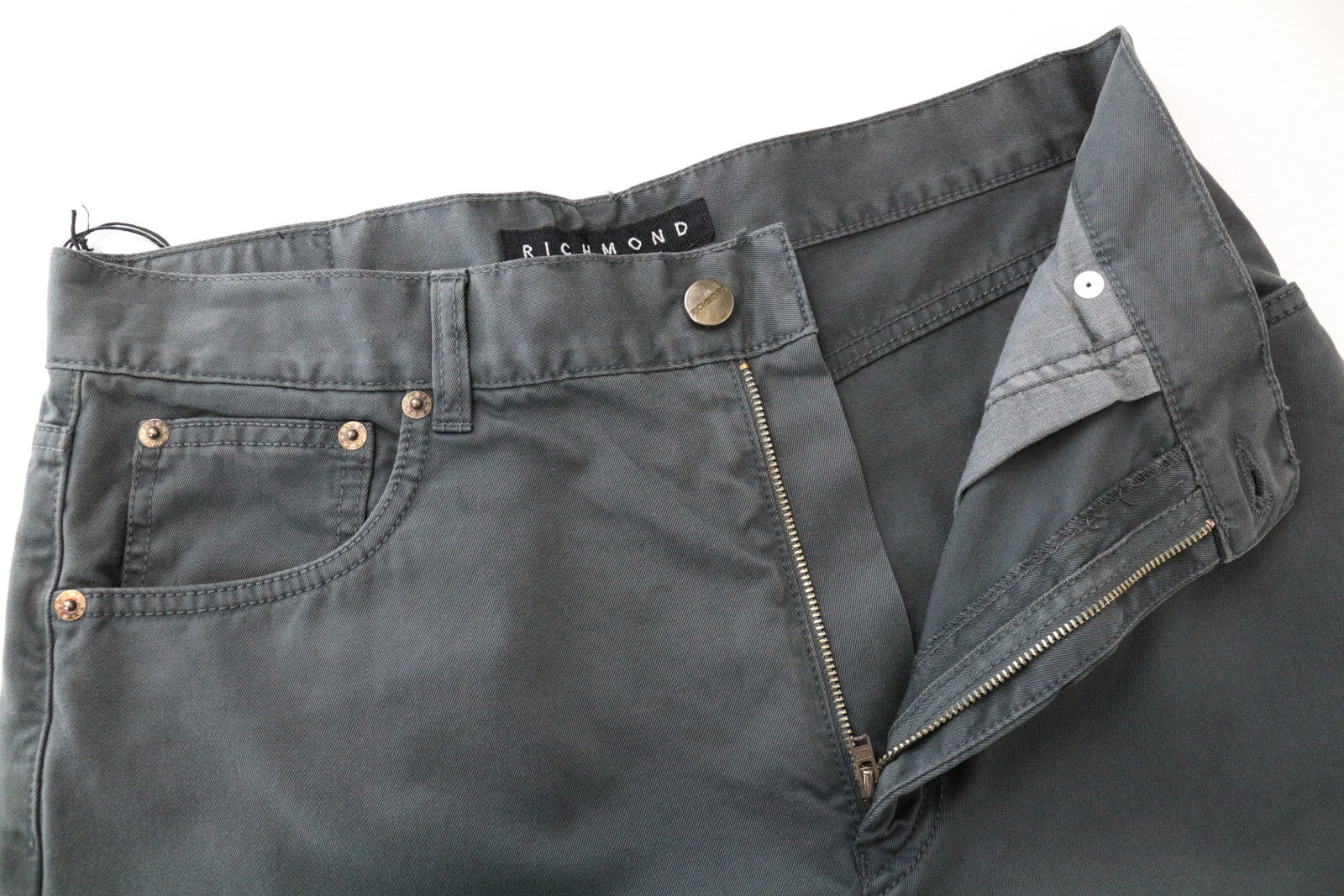 RICHMOND Men's 32 Grey Cotton 5-Pocket Flat Front Casual Pants