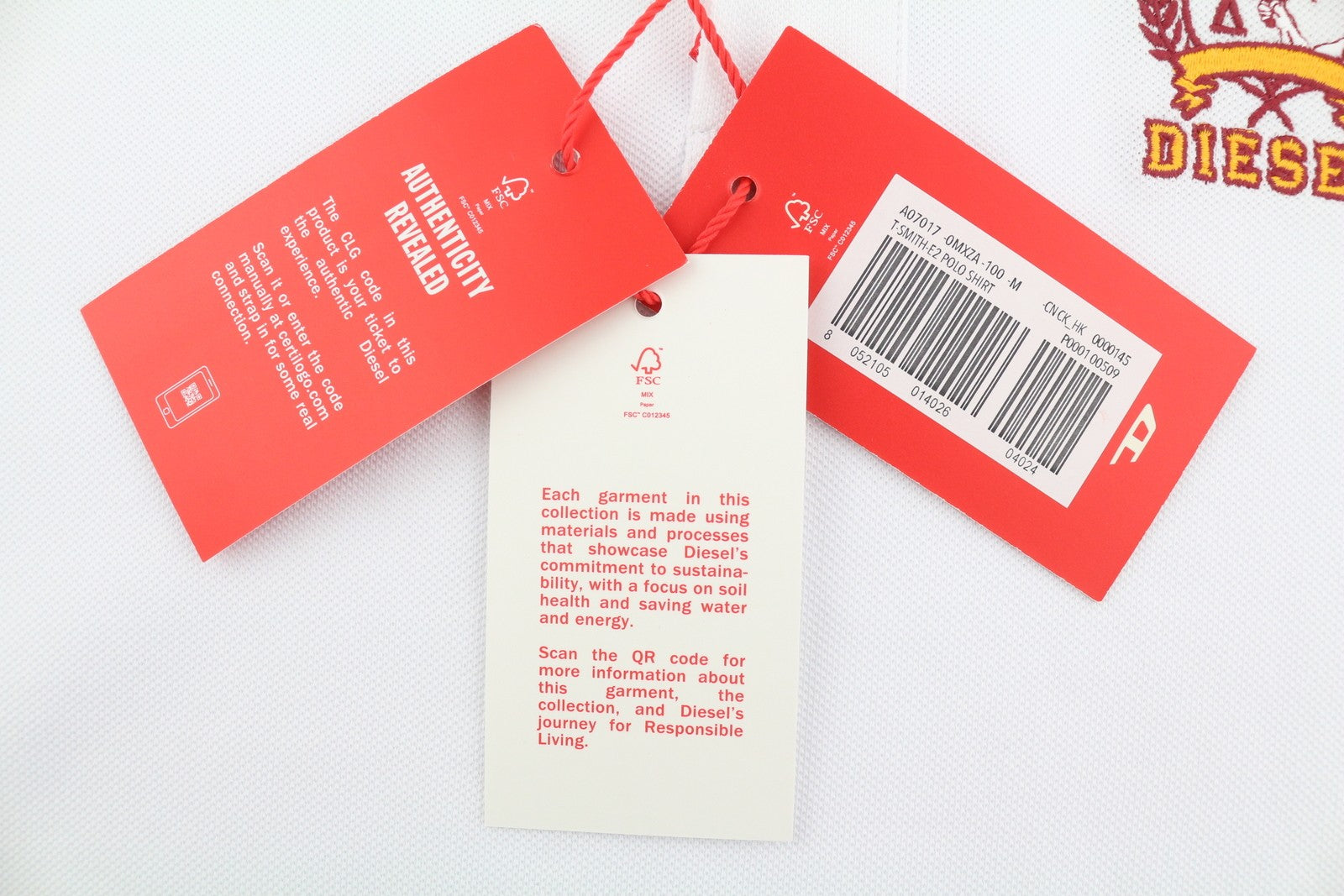 DIESEL T-Smith-E2 vyriški marškinėliai su trumpomis rankovėmis, raštuota apykakle ir polo apykakle, balti, RRP 110 € 