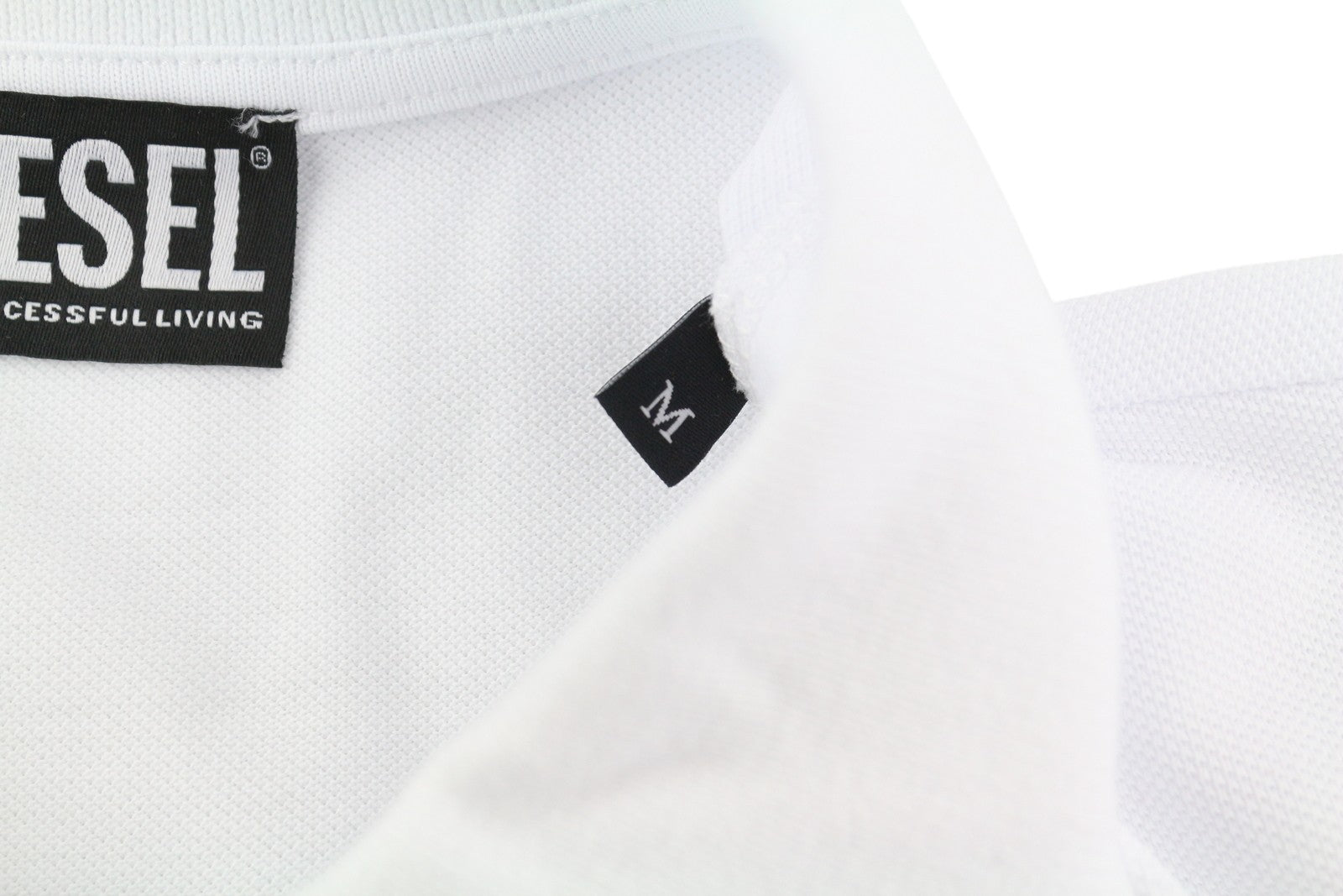 DIESEL T-Smith-E2 vyriški marškinėliai su trumpomis rankovėmis, raštuota apykakle ir polo apykakle, balti, RRP 110 € 