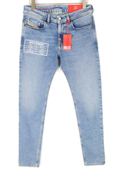 DIESEL 1979 Sleenker 9B92S vyriški džinsai, W32/L32, žemo juosmens, aptempti, skalbtos mėlynos spalvos 