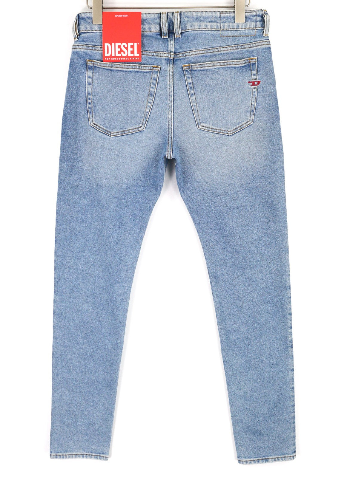 DIESEL 1979 Sleenker 9B92S vyriški džinsai, W32/L32, žemo juosmens, aptempti, skalbtos mėlynos spalvos 