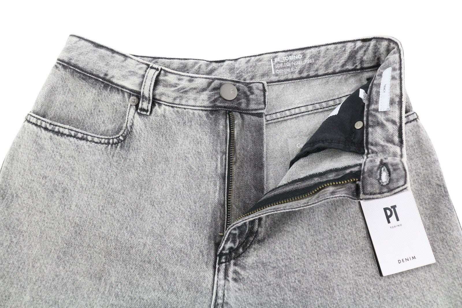 PT TORINO Tracy moteriški džinsai W26 pilki, skalbti tiesūs, iki kulkšnių 