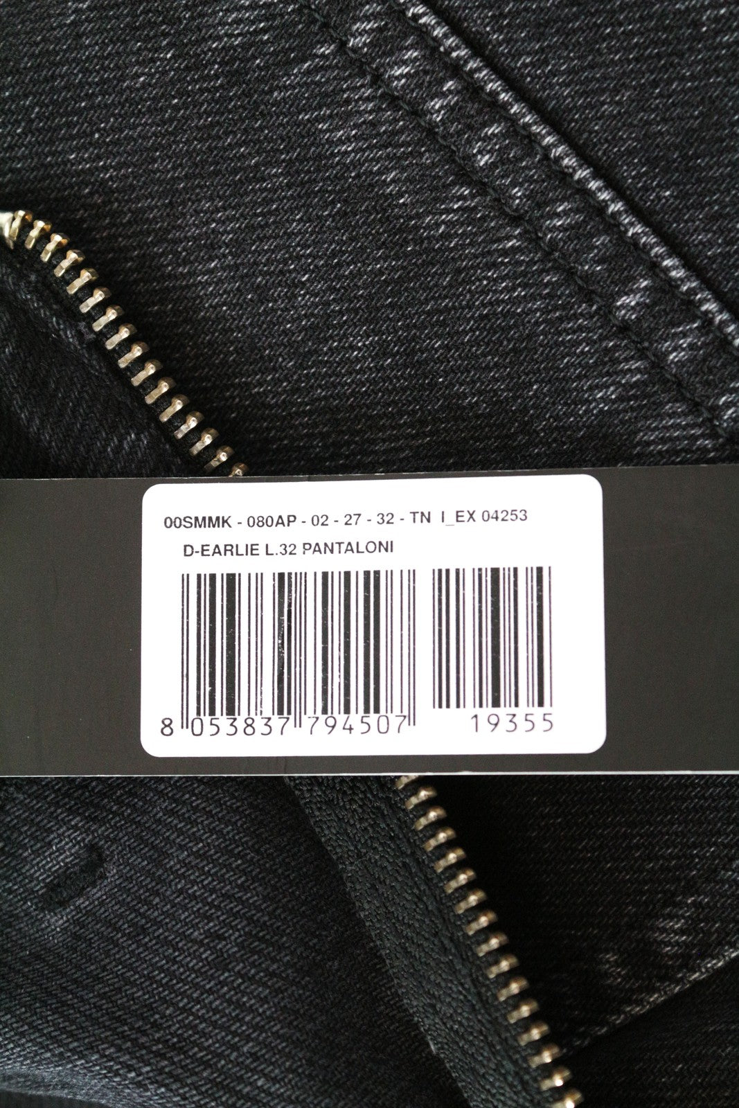 DIESEL D-Earlie 080AP W27/L32 Crop Slim juodi skalbtos medvilnės tamprūs batai 