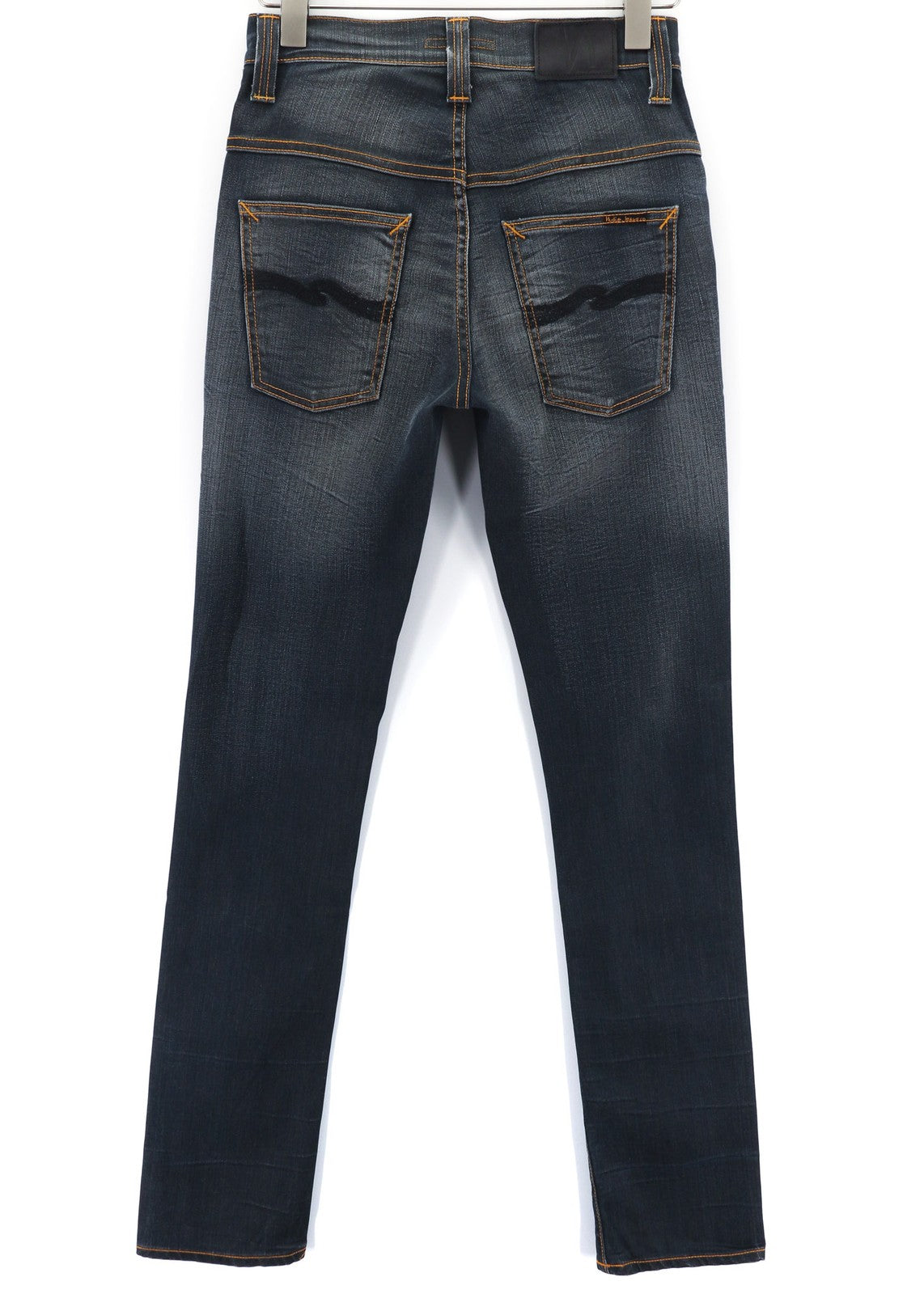 NUDIE Thin Finn Grey Authentique dėvėti vyriški džinsai W30/L32 Whiskers Cotton 