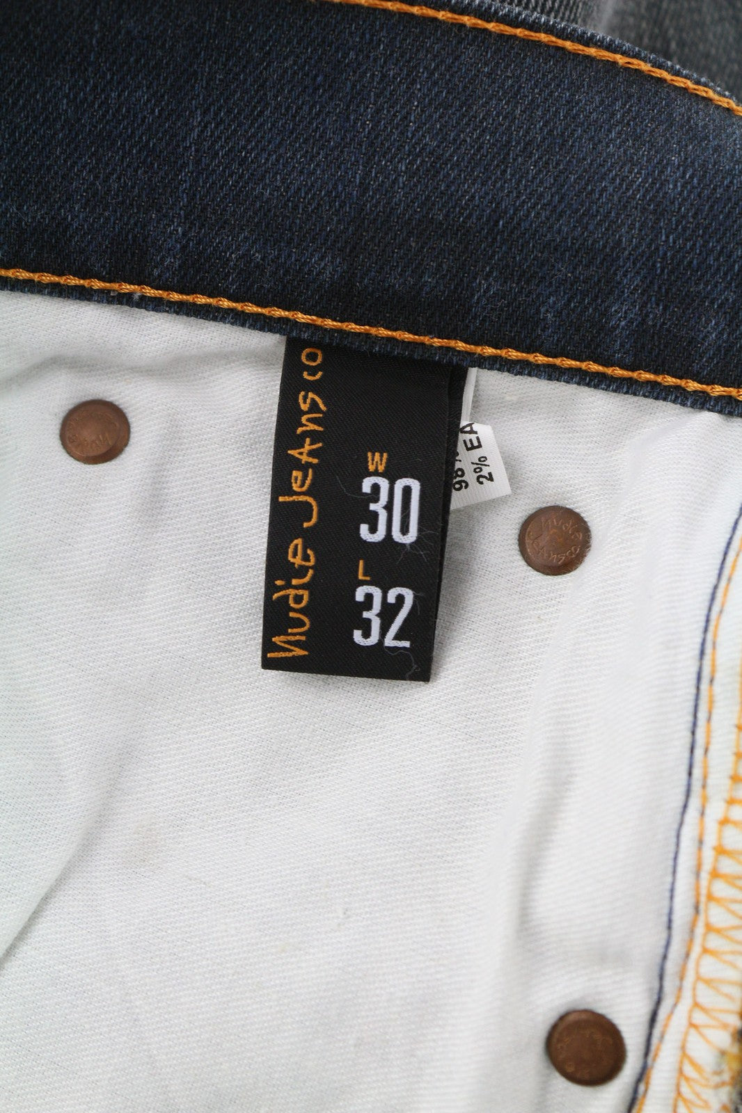 NUDIE Thin Finn Grey Authentique dėvėti vyriški džinsai W30/L32 Whiskers Cotton 