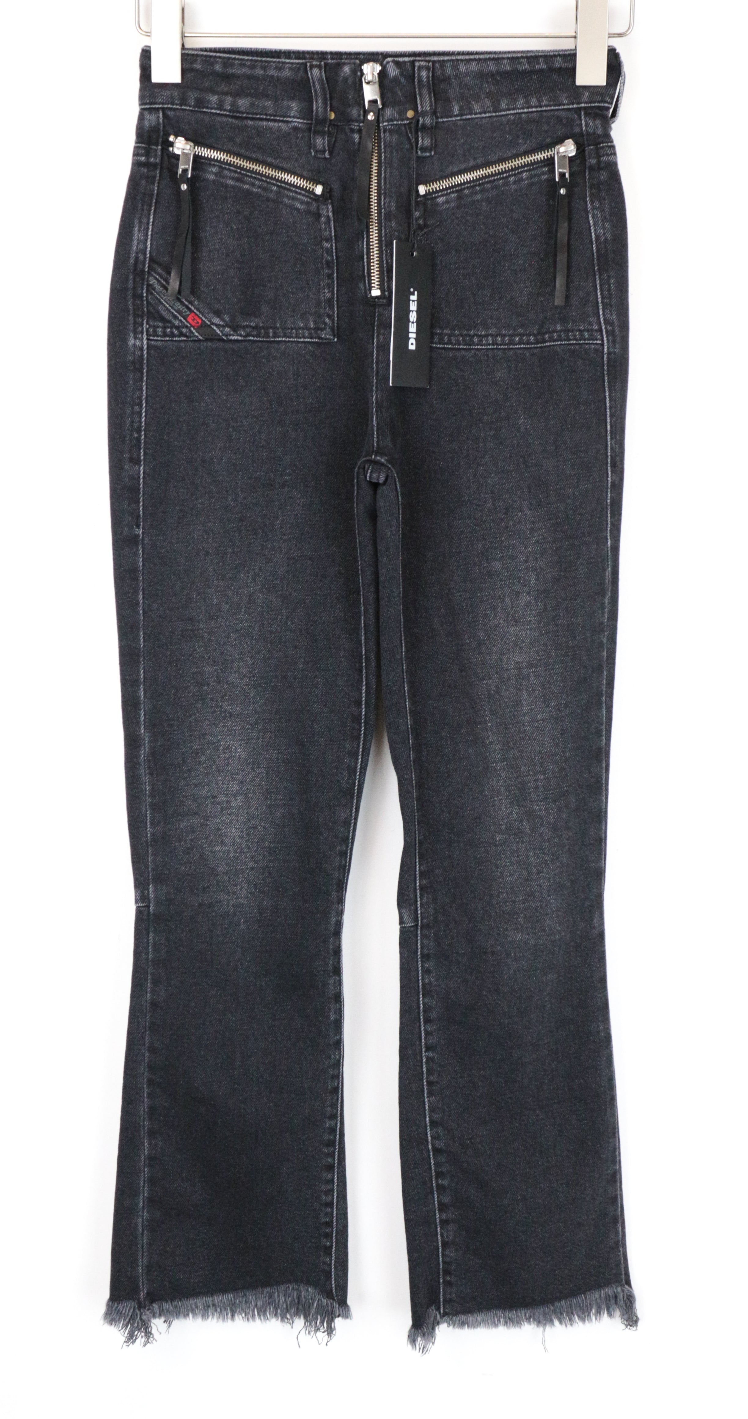 DIESEL D-Earlie 080AP W26/L30 juodi medvilniniai trumpi ploni moteriški džinsai 