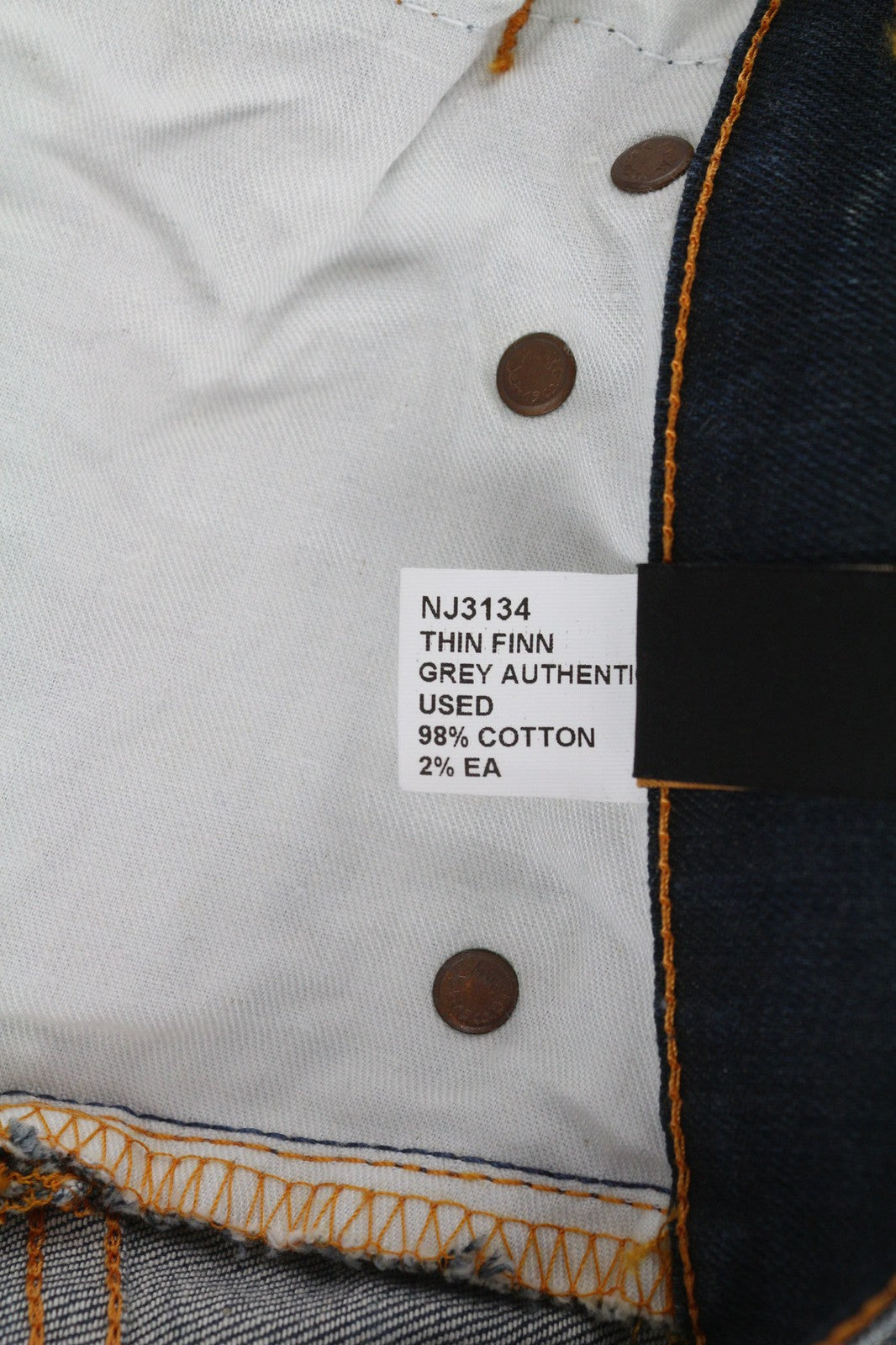 NUDIE Thin Finn Grey Authentique Used Mens Jeans W29/L34 Slim  Cotton Zip Fly