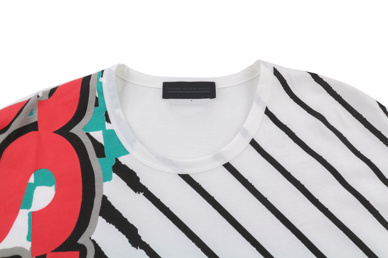 DIESEL BLACK GOLD Taster Endless LF vyriški marškinėliai L, balti, trumpomis rankovėmis