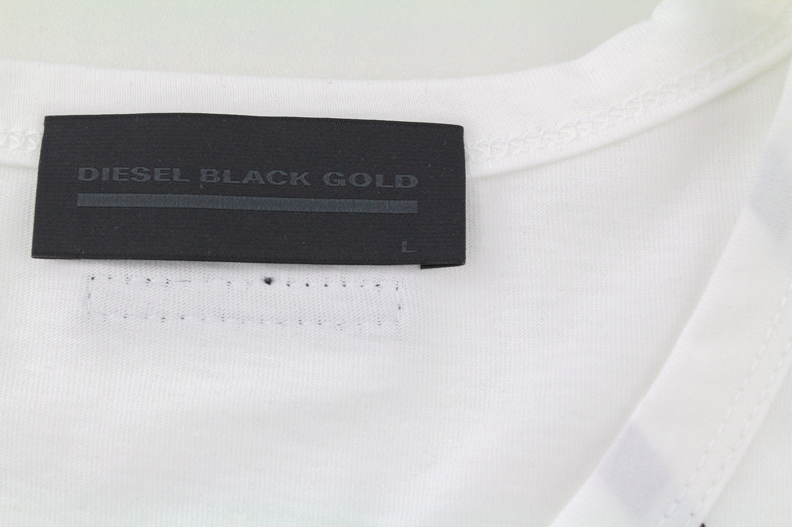 DIESEL BLACK GOLD Taster Endless LF vyriški marškinėliai L, balti, trumpomis rankovėmis