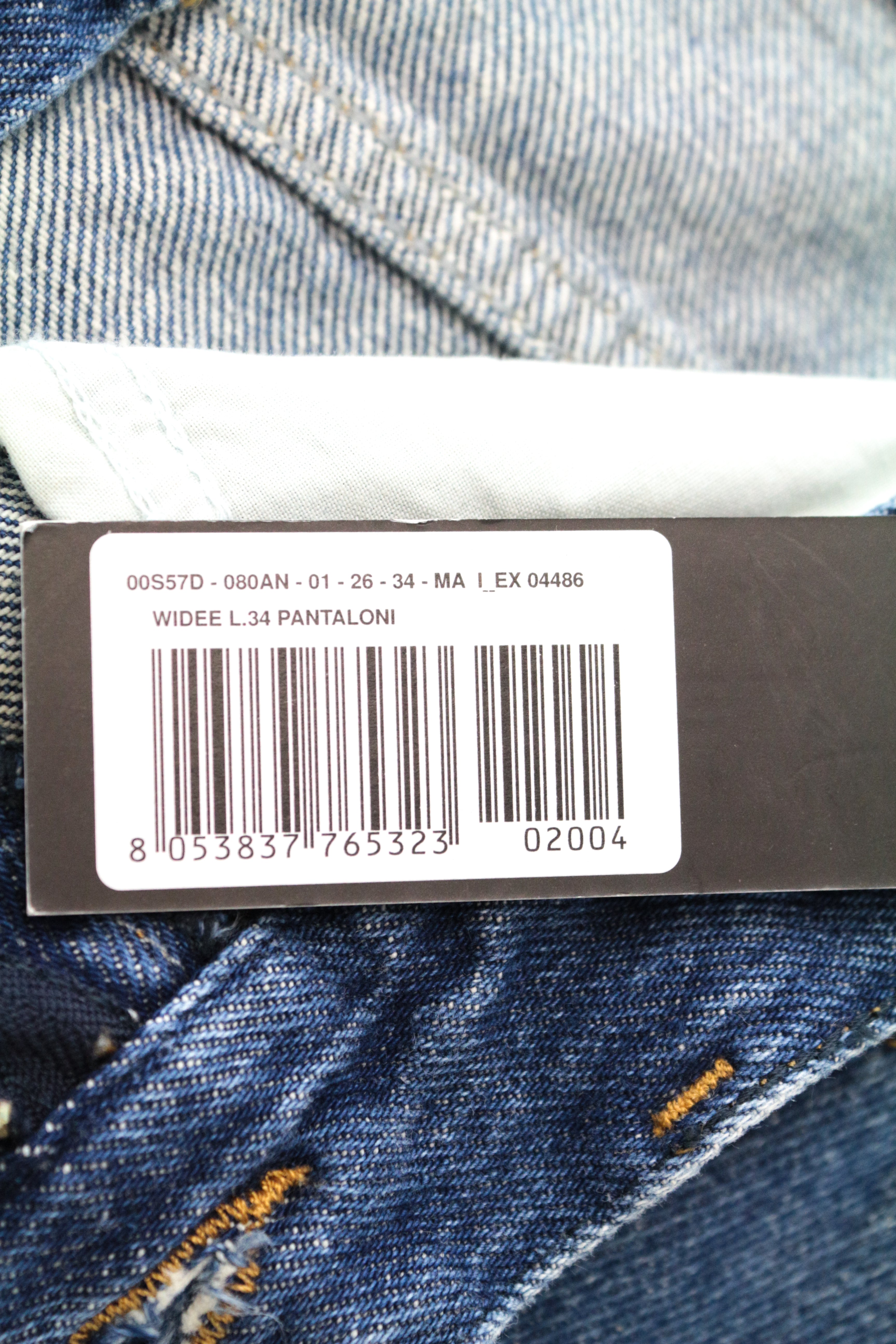 DIESEL Widee 080AN moteriški tiesūs mėlyni skalbto džinso džinsai W26/L34 