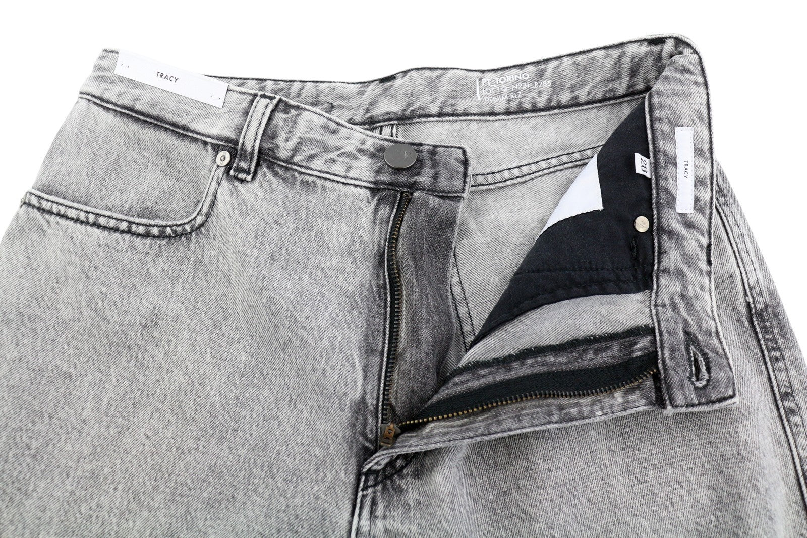 PT TORINO Tracy moteriški džinsai W28 pilki, skalbti tiesūs iki kulkšnių 