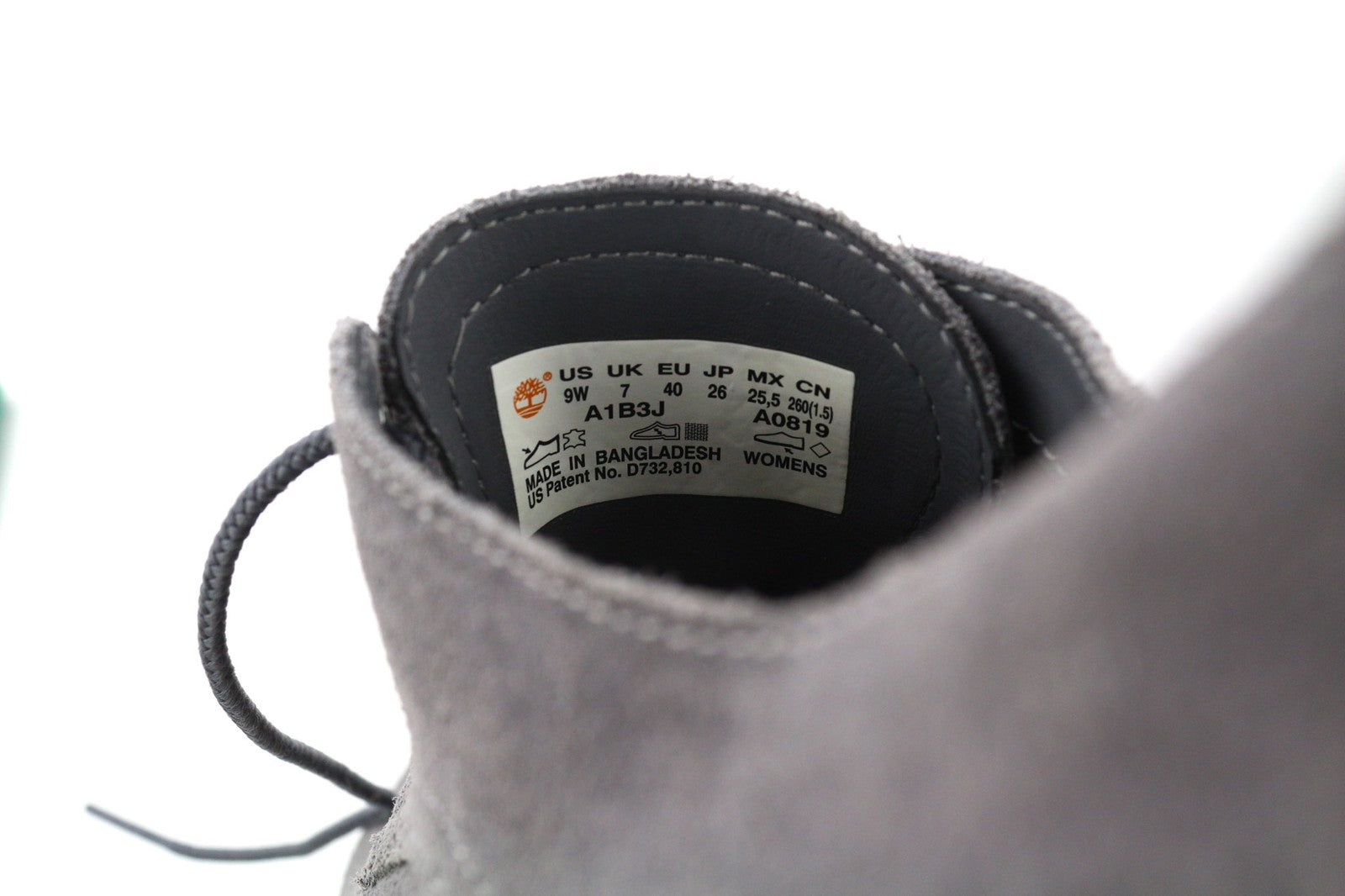 TIMBERLAND A1B3J-A0819 moteriški batai EU40/41 pilki odiniai zomšiniai žemapadžiai su raišteliais 