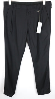 RICHMOND IT48 Men's Black Wool Pleated Chino Designer Dress Trousers