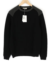 PAUL &amp; JOE vyriškas džemperis M, juodas apvalios kaklo iškirptės, medvilnės vilnos megztinis ilgomis rankovėmis 