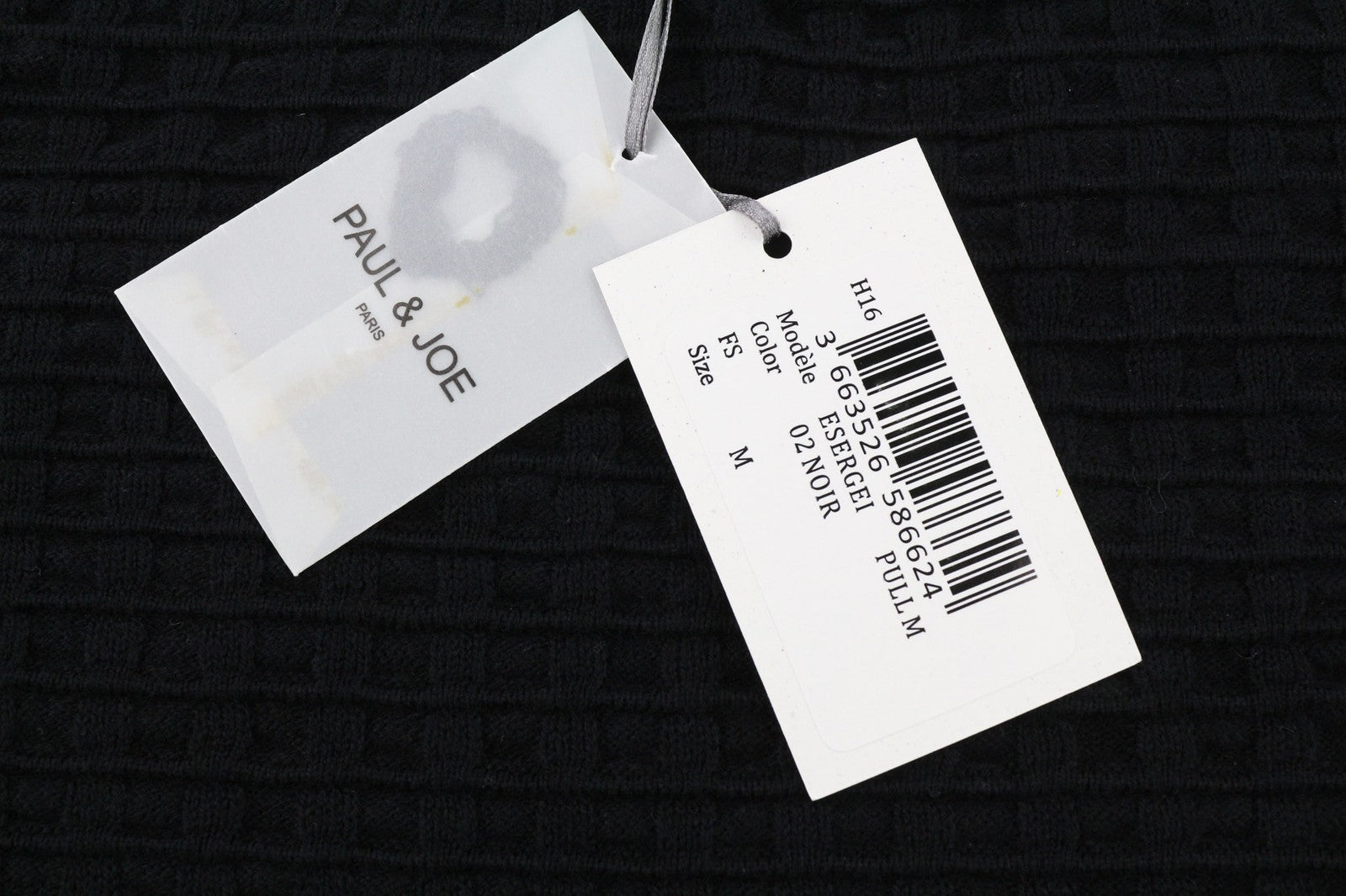 PAUL &amp; JOE vyriškas džemperis M, juodas apvalios kaklo iškirptės, medvilnės vilnos megztinis ilgomis rankovėmis 