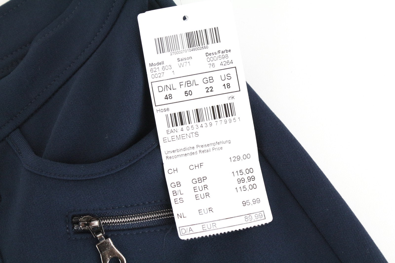 FRANK WALDER Brenda moteriškos rašalo mėlynos UK22 plonos tamprios dryžuotos kelnės 