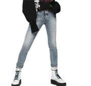 DIESEL Babhila 069BN moteriški W30/L30 tamprūs aptempti mėlyni džinsai su sagomis 