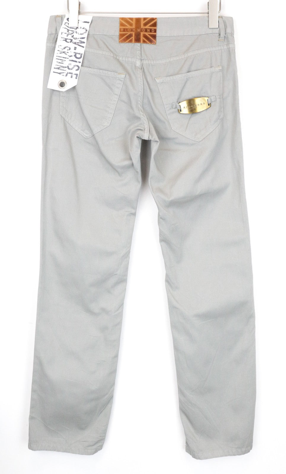 RICHMOND Men's Trousers 32 Grey Super Skinny Cotton Flat Front Fit