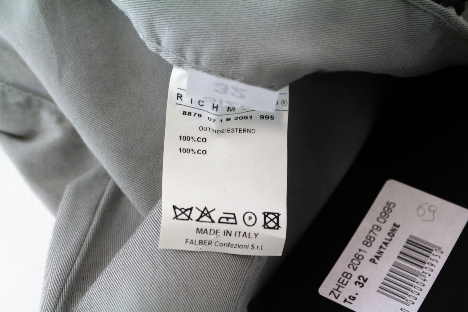 RICHMOND Men's Trousers 32 Grey Super Skinny Cotton Flat Front Fit