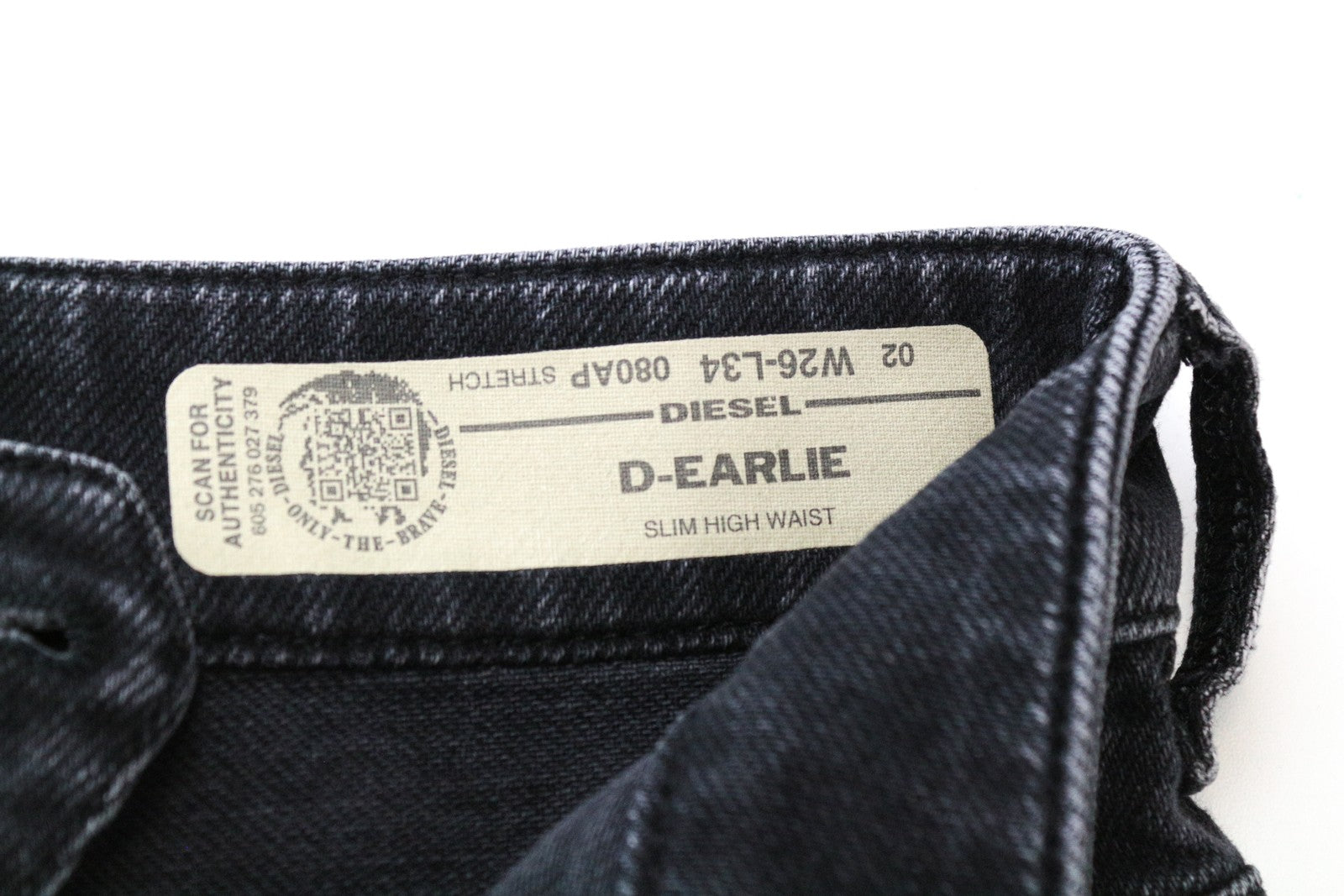 DIESEL D-Earlie 080AP W26/L34 Slim Crop Fit juodi tamprūs moteriški džinsai 