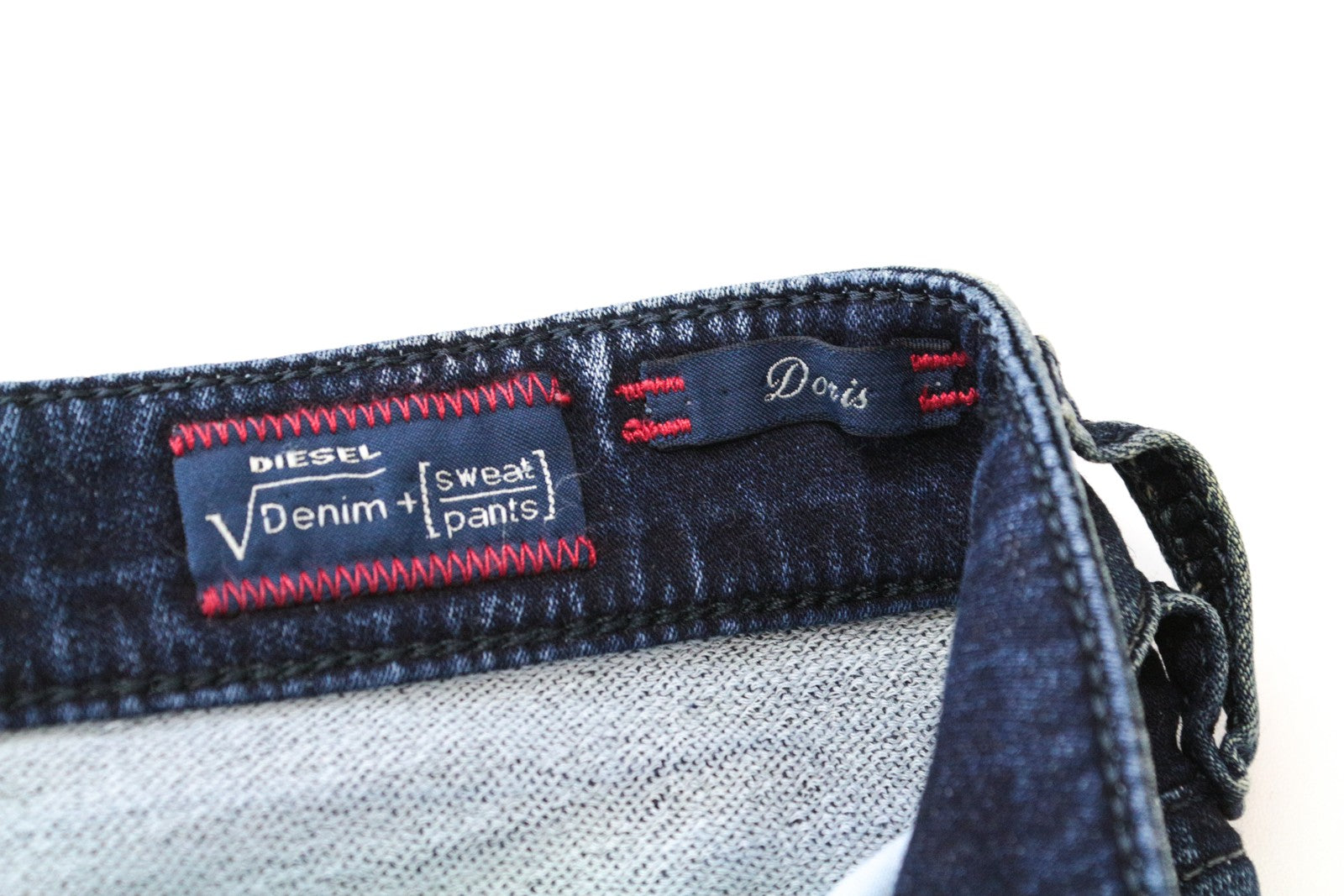 DIESEL Doris-NE 0601L W27 moteriškos plonos mėlynos medvilninės jogg džinsinės kelnės 