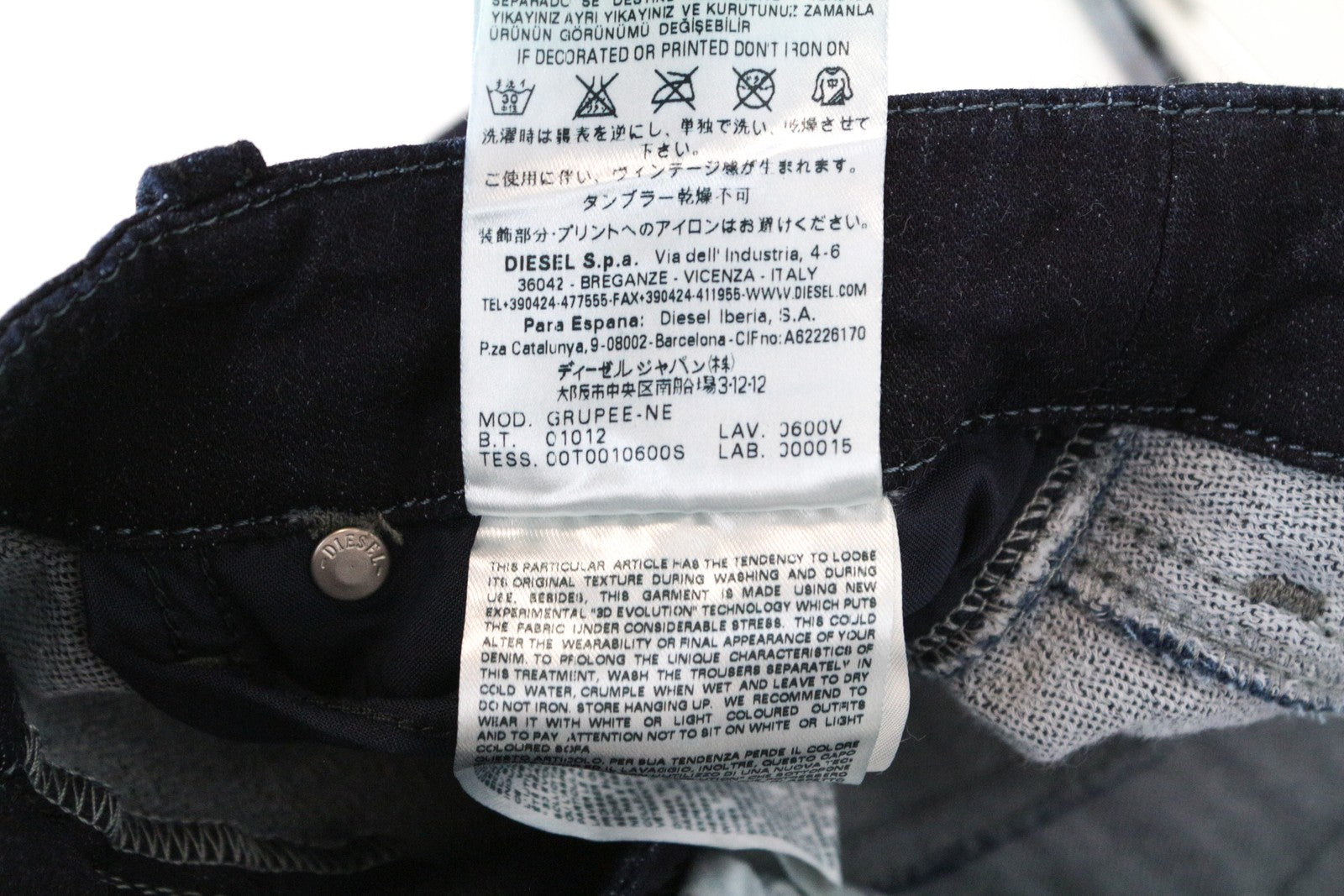 DIESEL Grupee-NE 0600V W23 mergaitiškos mėlynos, plonos medvilninės džinsinės kelnės jogg fit 