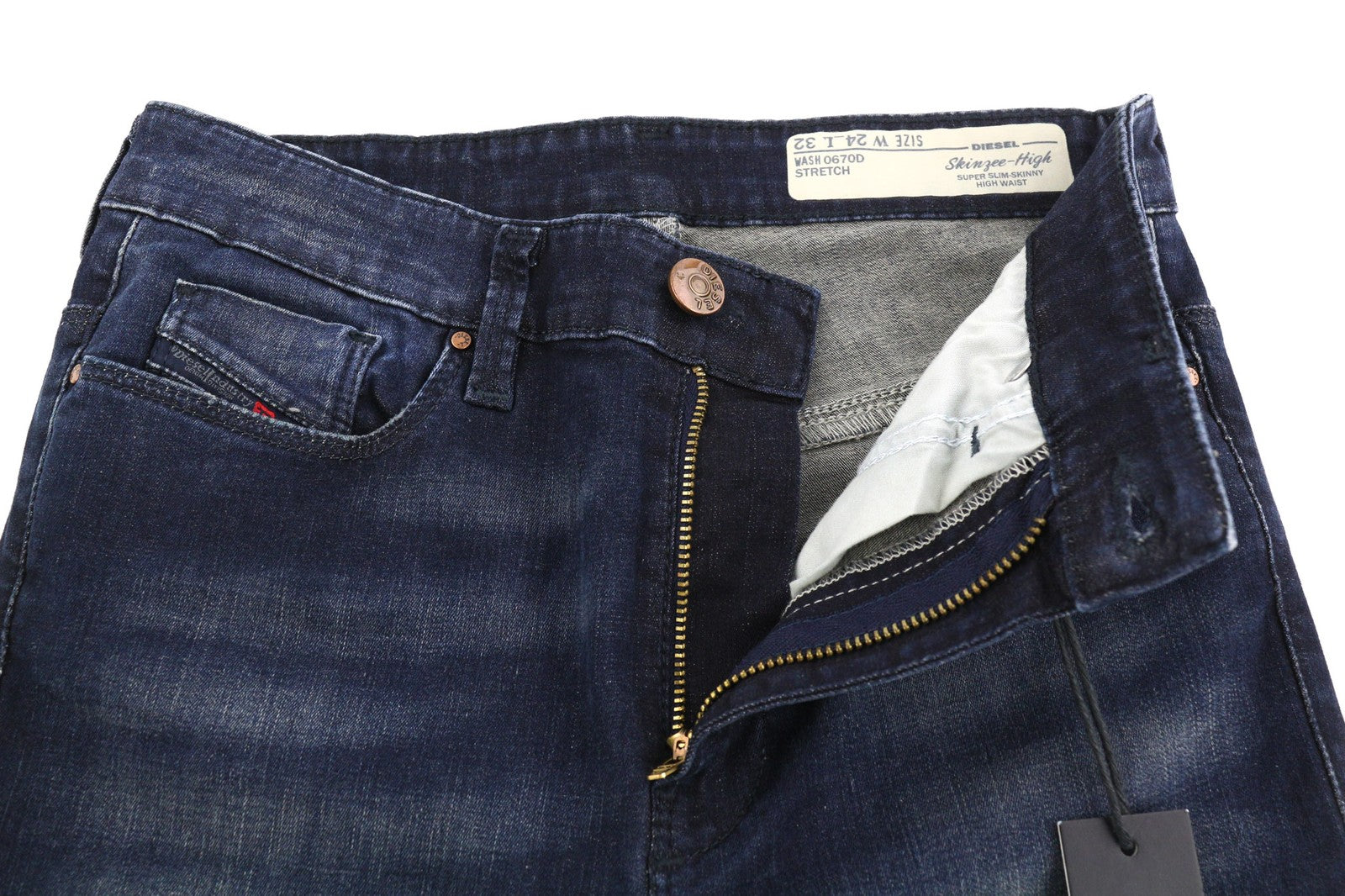 DIESEL Skinzee-High 0670D Women Jeans W24/L32 Super Slim Skinny High Waist Blue