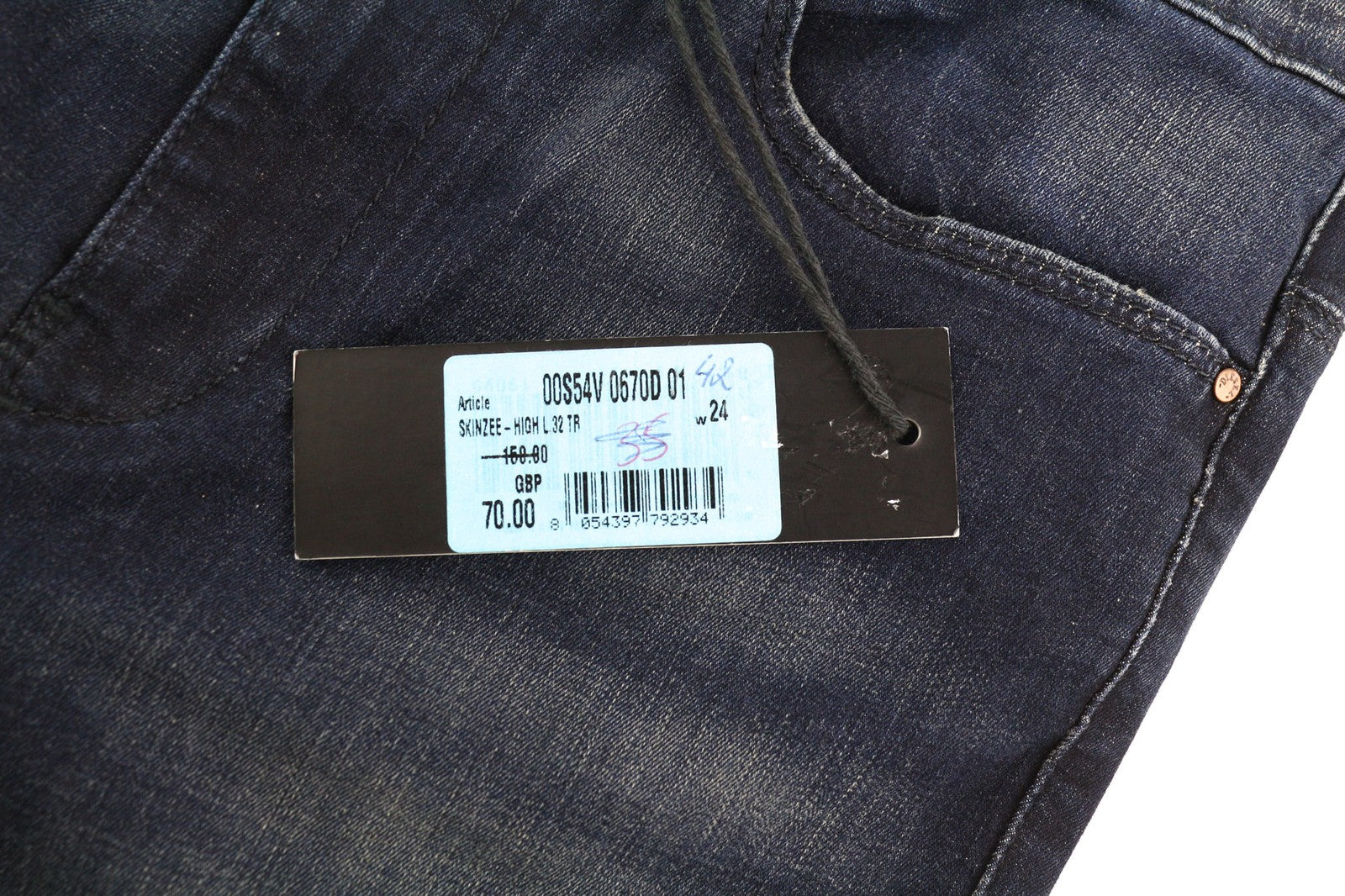 DIESEL Skinzee-High 0670D Women Jeans W24/L32 Super Slim Skinny High Waist Blue