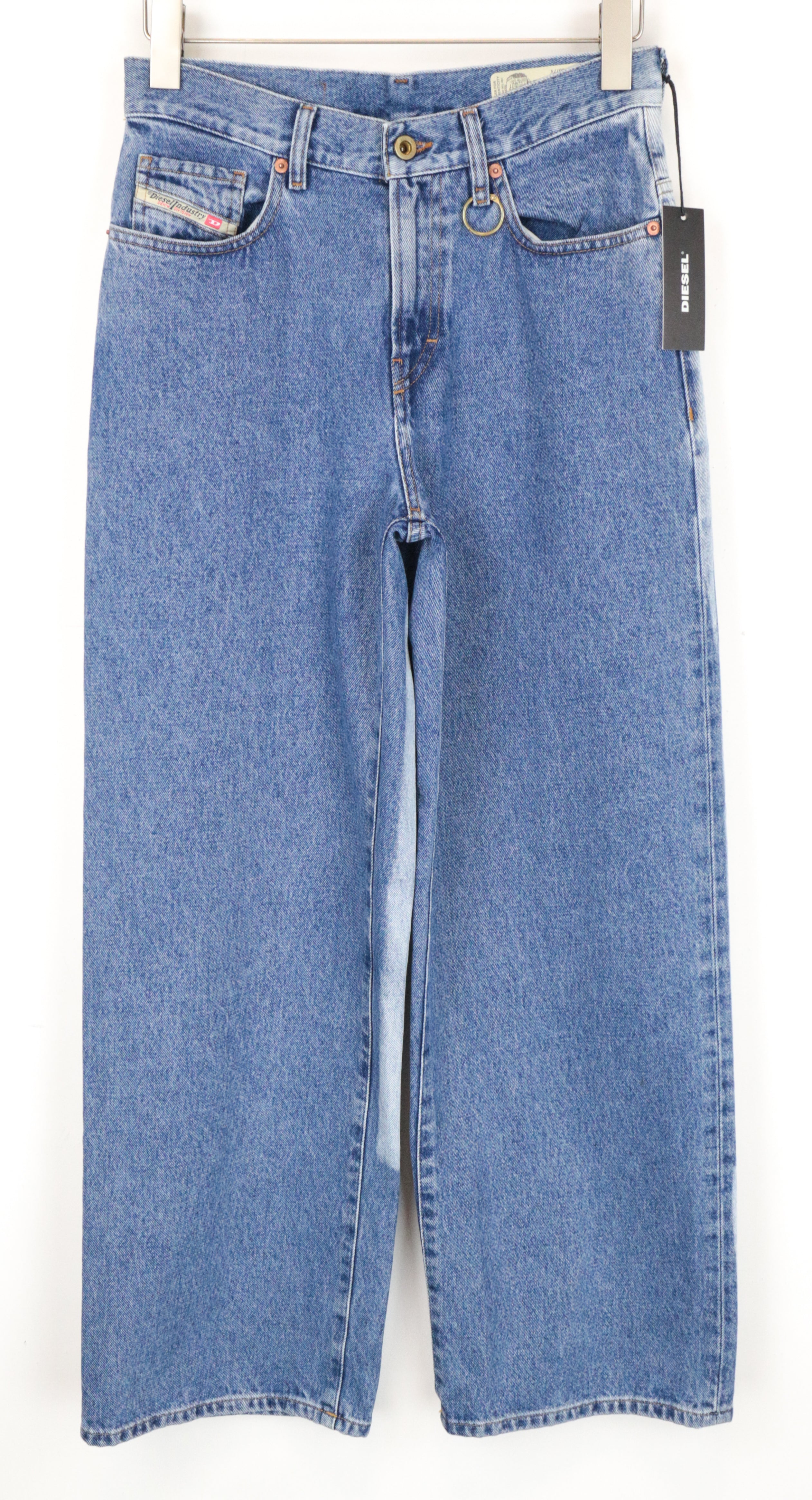 DIESEL Widee 0077V W28/L32 grynos medvilnės mėlyni skalbti tiesūs džinsai 