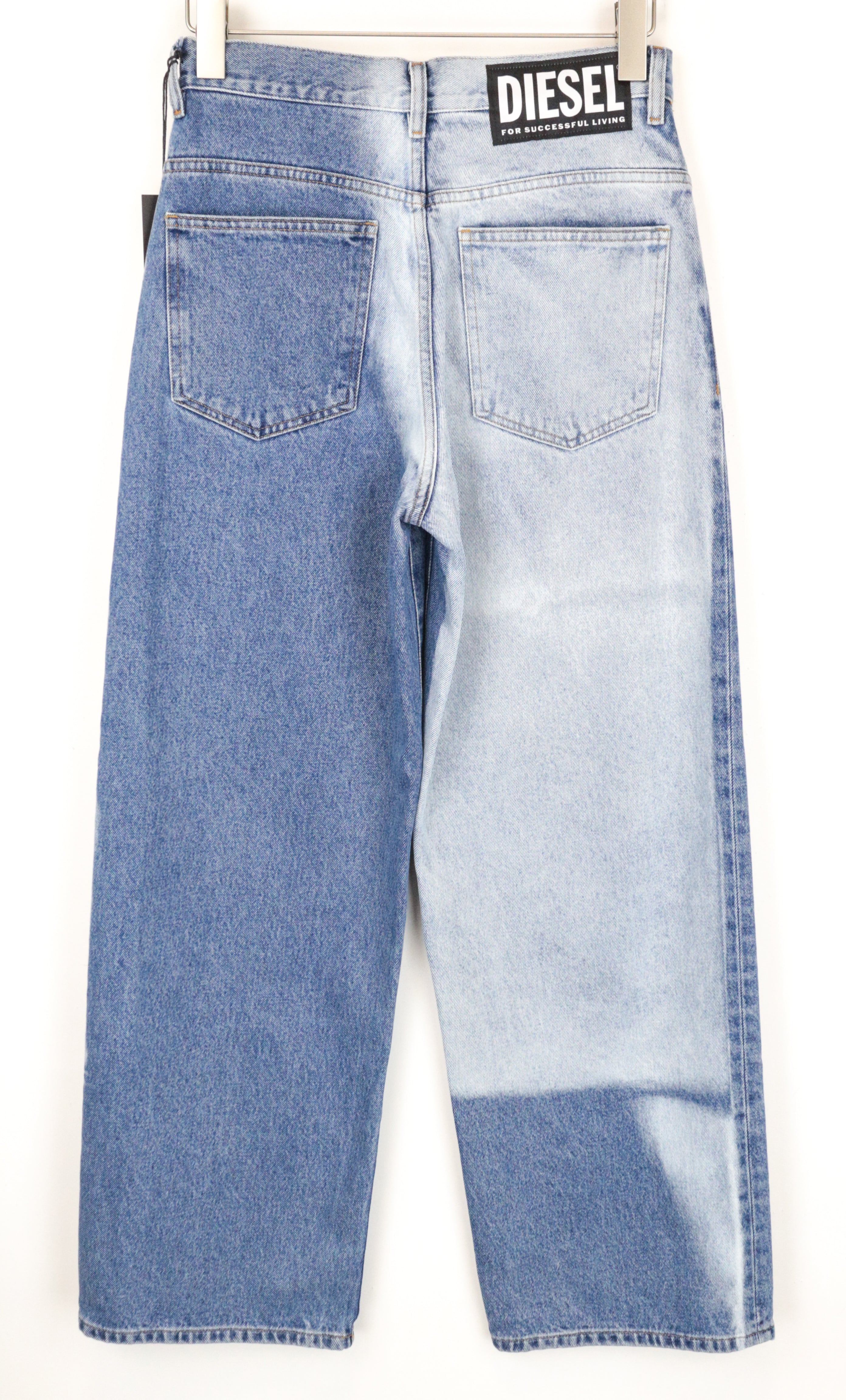 DIESEL Widee 0077V W28/L32 grynos medvilnės mėlyni skalbti tiesūs džinsai 
