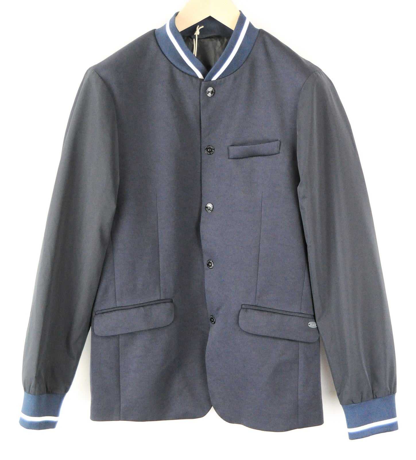 SCOTCH &amp; SODA Couture švarkas M tamsiai mėlynas vyriškas medvilninis snapelis su užtrauktuku 