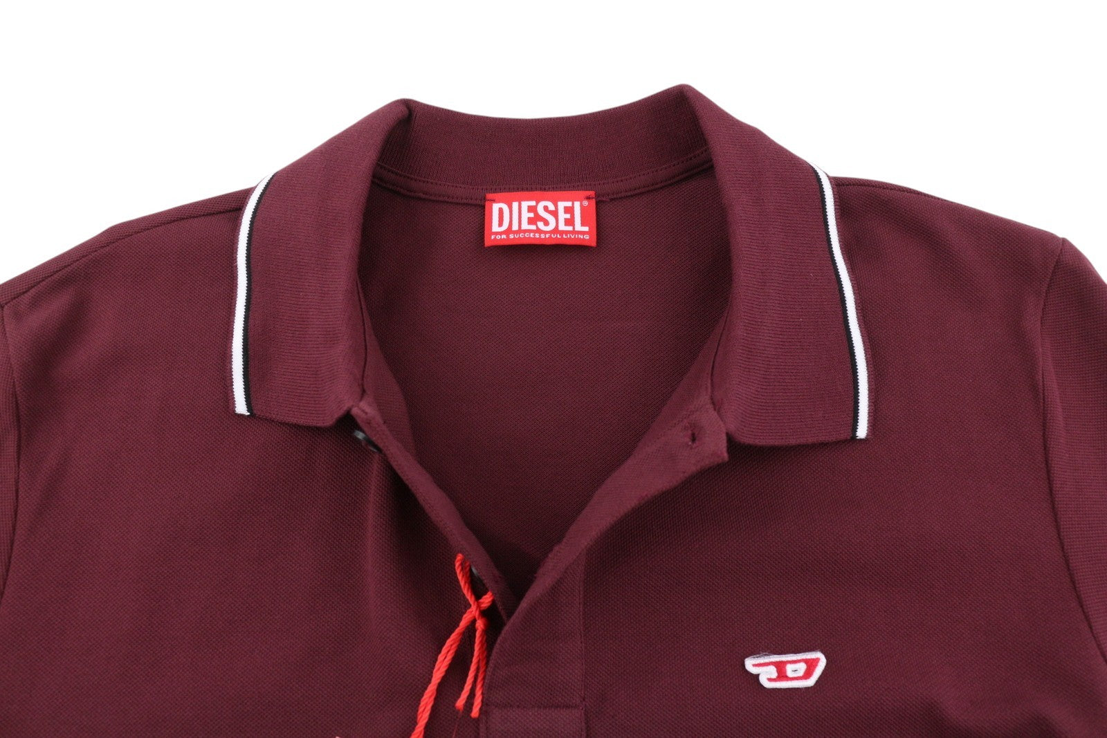 DIESEL T-Smith-D Mens T-Shirt L Short Sleeve Polo Neck Cotton Burgundy