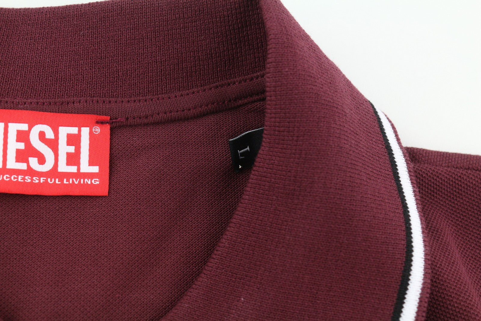 DIESEL T-Smith-D Mens T-Shirt L Short Sleeve Polo Neck Cotton Burgundy