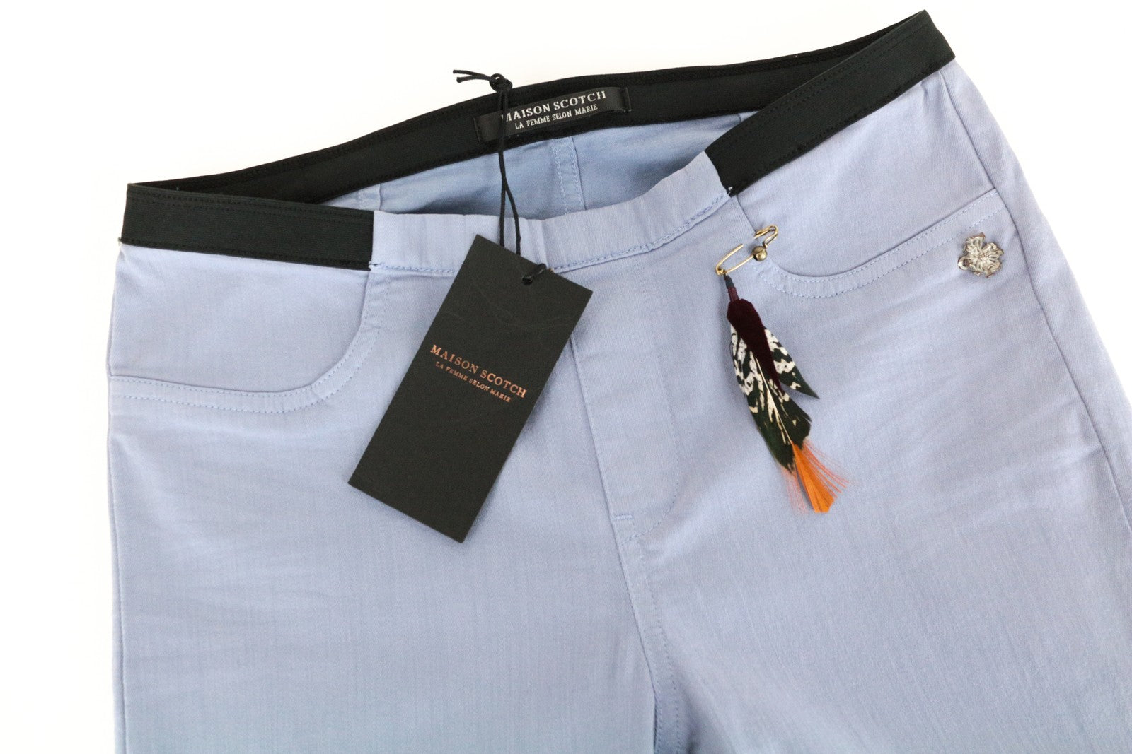 MAISON SCOTCH moteriškos plonos laisvalaikio kelnės ~W27/L31 mėlynos užtraukiamos 