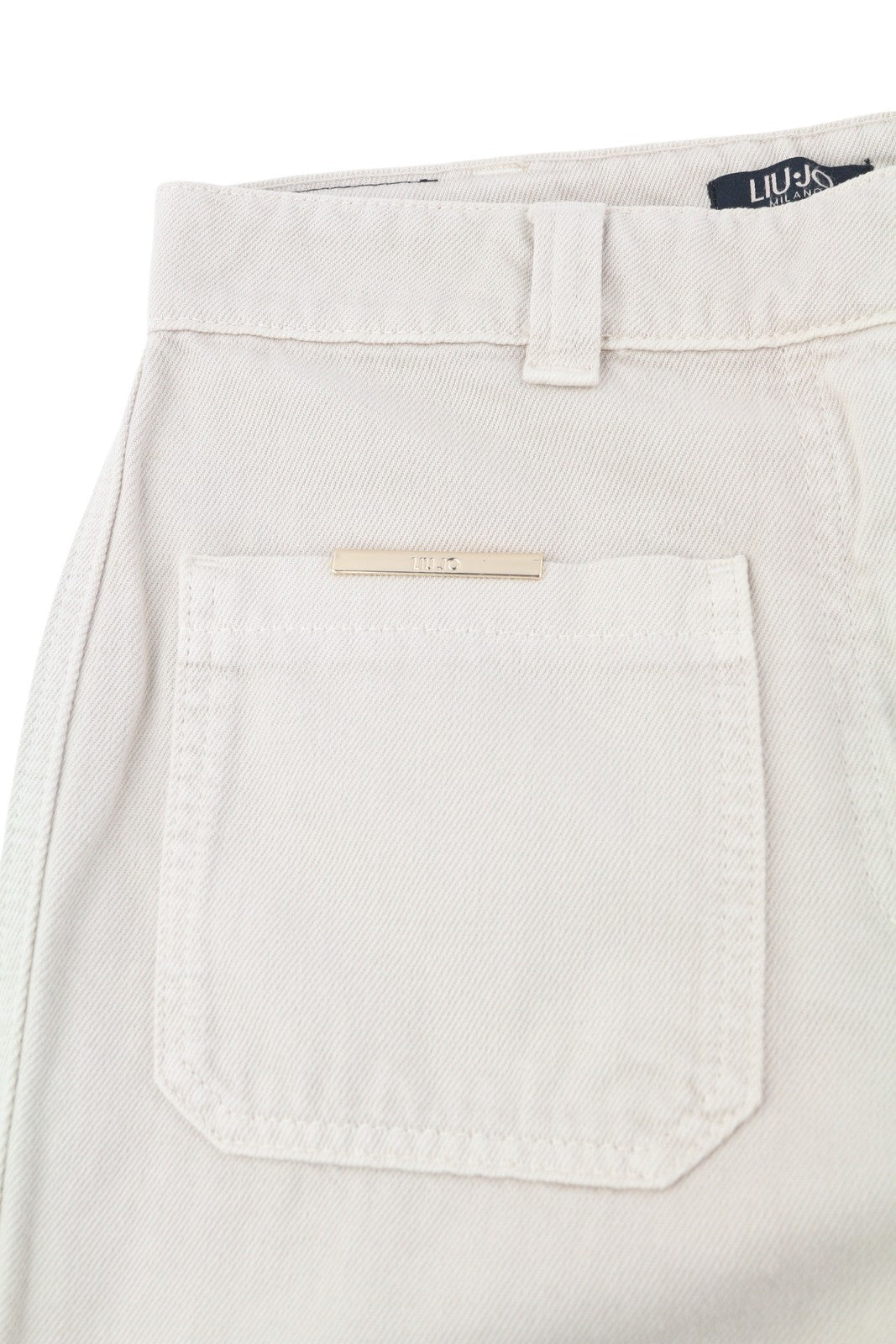 LIU JO Lungo moteriški džinsai W28 smėlio spalvos, su aukšta juosmeniu, su užtrauktuku, šviesiai mėlyni 