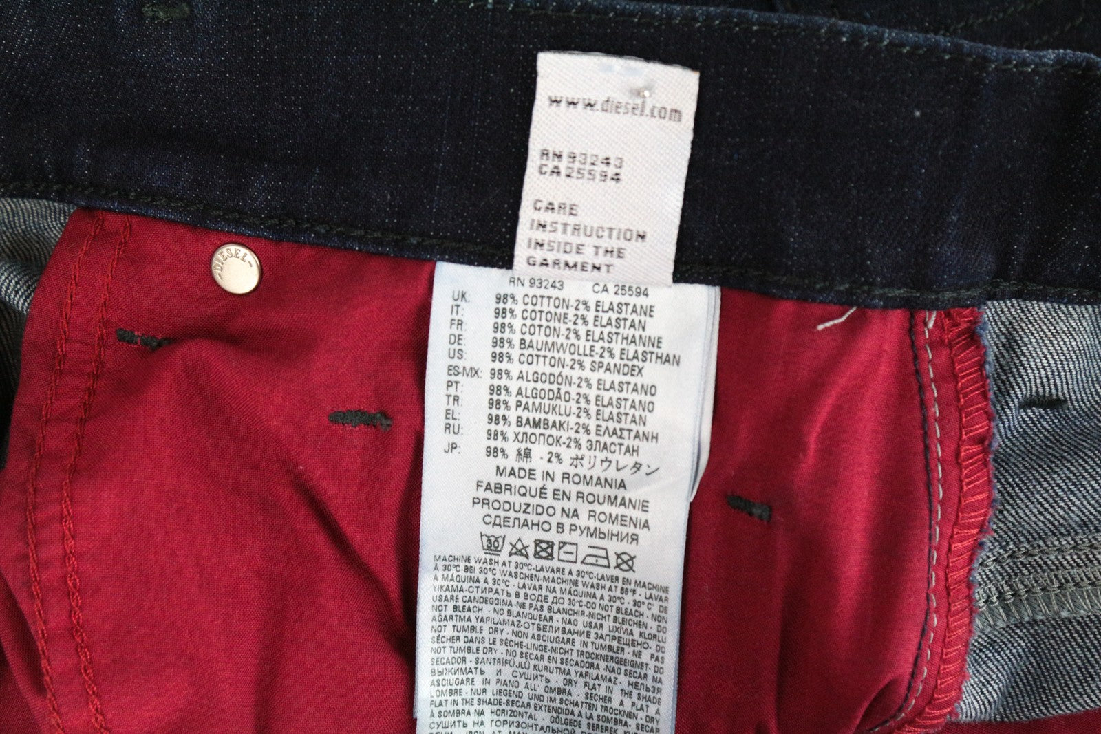 DIESEL Ary 084CG Women's W30/L32 Straight Stretch Blue Cotton Jeans