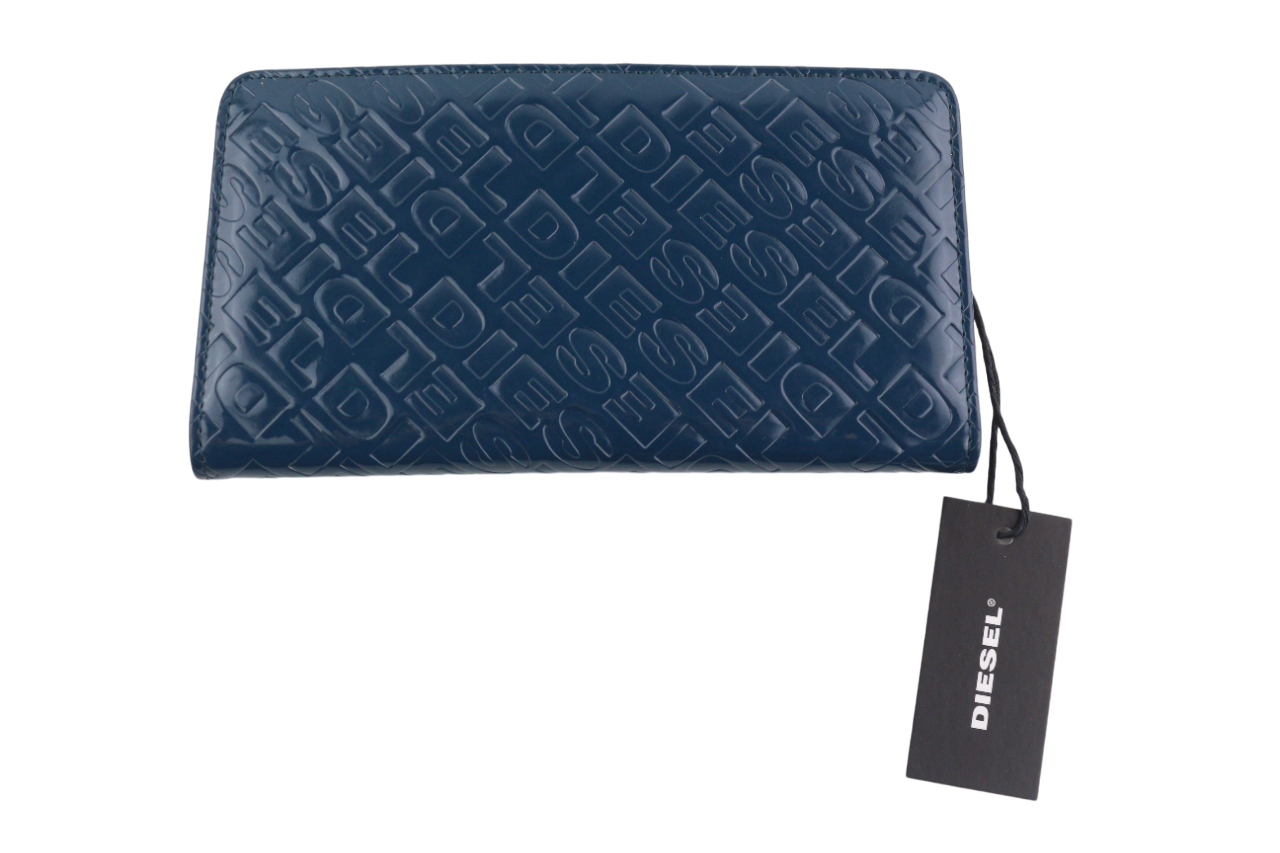 DIESEL Monogram Lusigram moteriška piniginė, vieno dydžio, mėlyna, su užsegimu visiems metų laikams 