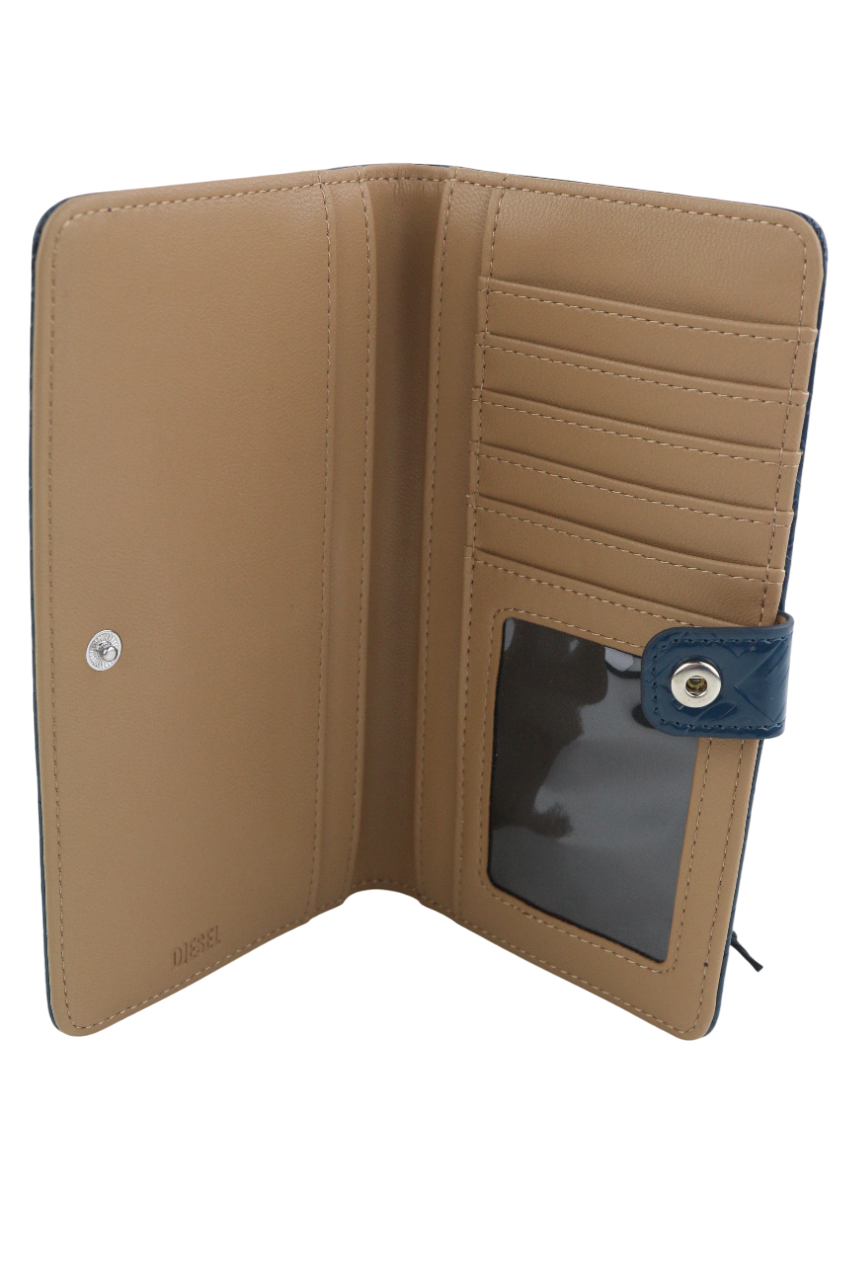 DIESEL Monogram Lusigram moteriška piniginė, vieno dydžio, mėlyna, su užsegimu visiems metų laikams 