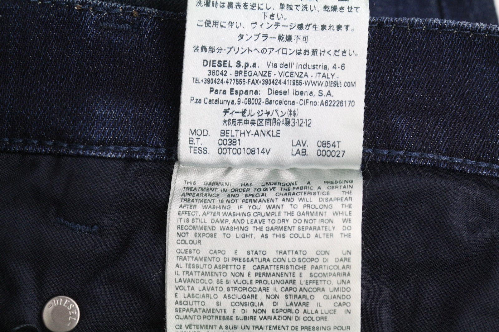 DIESEL Belthy-Ankle 0854T moteriški džinsai, W26, RRP 230 €, ploni, tiesūs, žemu juosmeniu, mėlyni. 