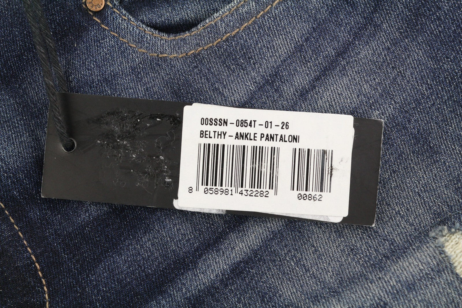 DIESEL Belthy-Ankle 0854T moteriški džinsai, W26, RRP 230 €, ploni, tiesūs, žemu juosmeniu, mėlyni. 