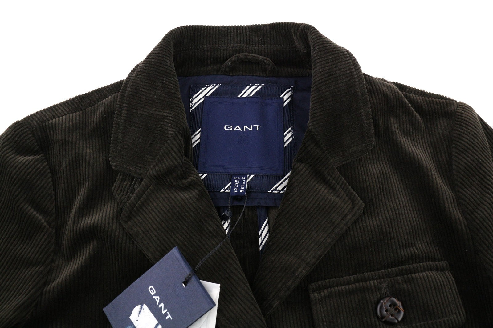 GANT moteriškas švarkas EU34 tamsiai rudas medvilninis tamprus velvetas 