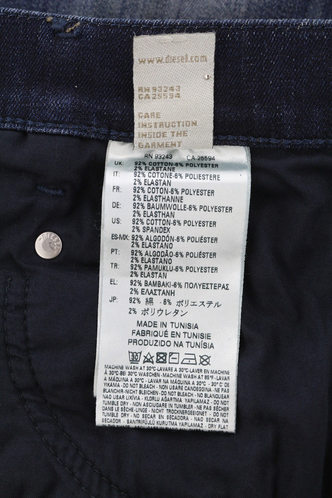 DIESEL Belthy-Ankle 0854T moteriški džinsai, W24, RRP 230 €, ploni, tiesūs, žemu juosmeniu, mėlyni. 