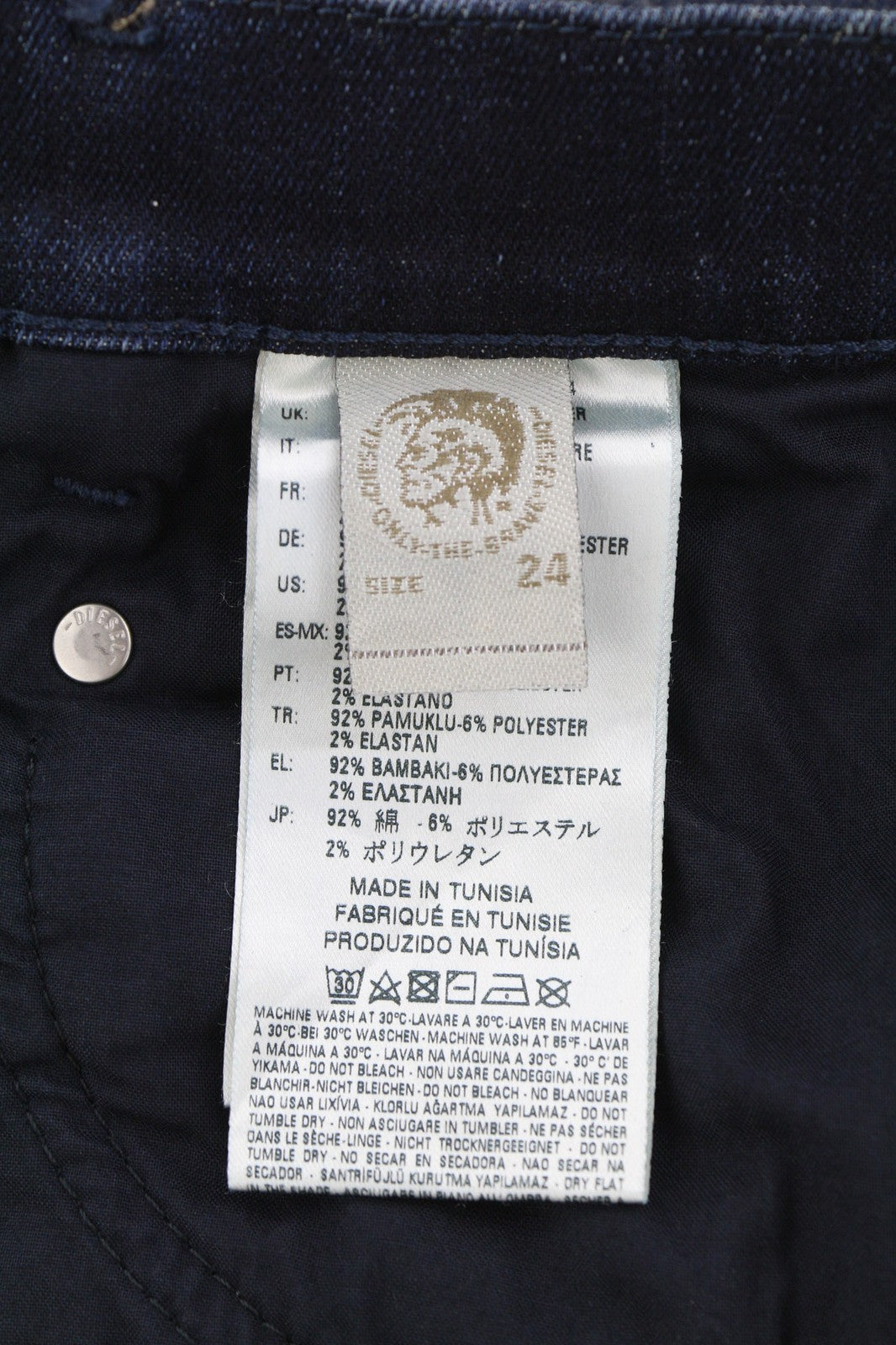 DIESEL Belthy-Ankle 0854T moteriški džinsai, W24, RRP 230 €, ploni, tiesūs, žemu juosmeniu, mėlyni. 