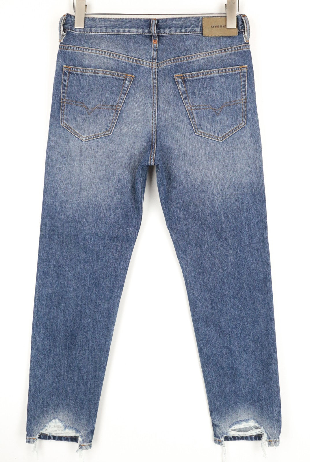 DIESEL Mharky-B 085AG vyriški W28/L30 aptempti mėlyni skalbti džinsai 