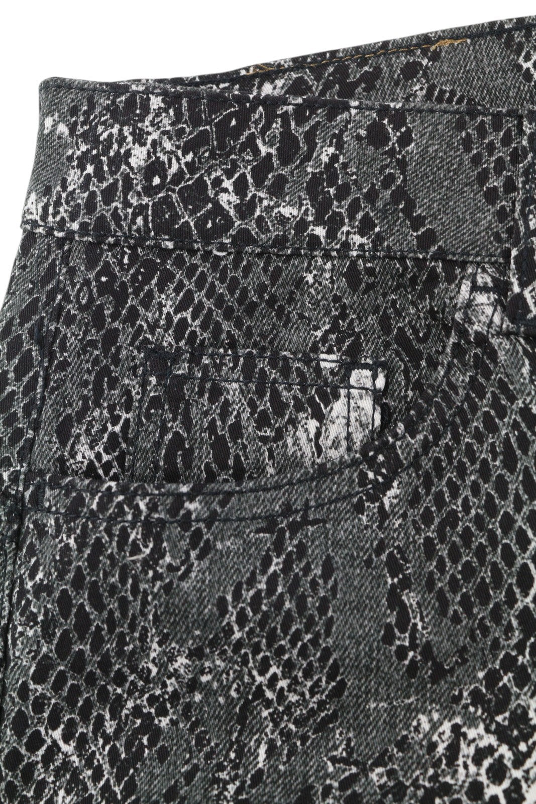 LIU JO Ideal moteriškos kelnės W28 pilkos iki kulkšnies su gyvūnų raštu, aptemptos, užtrauktuku 