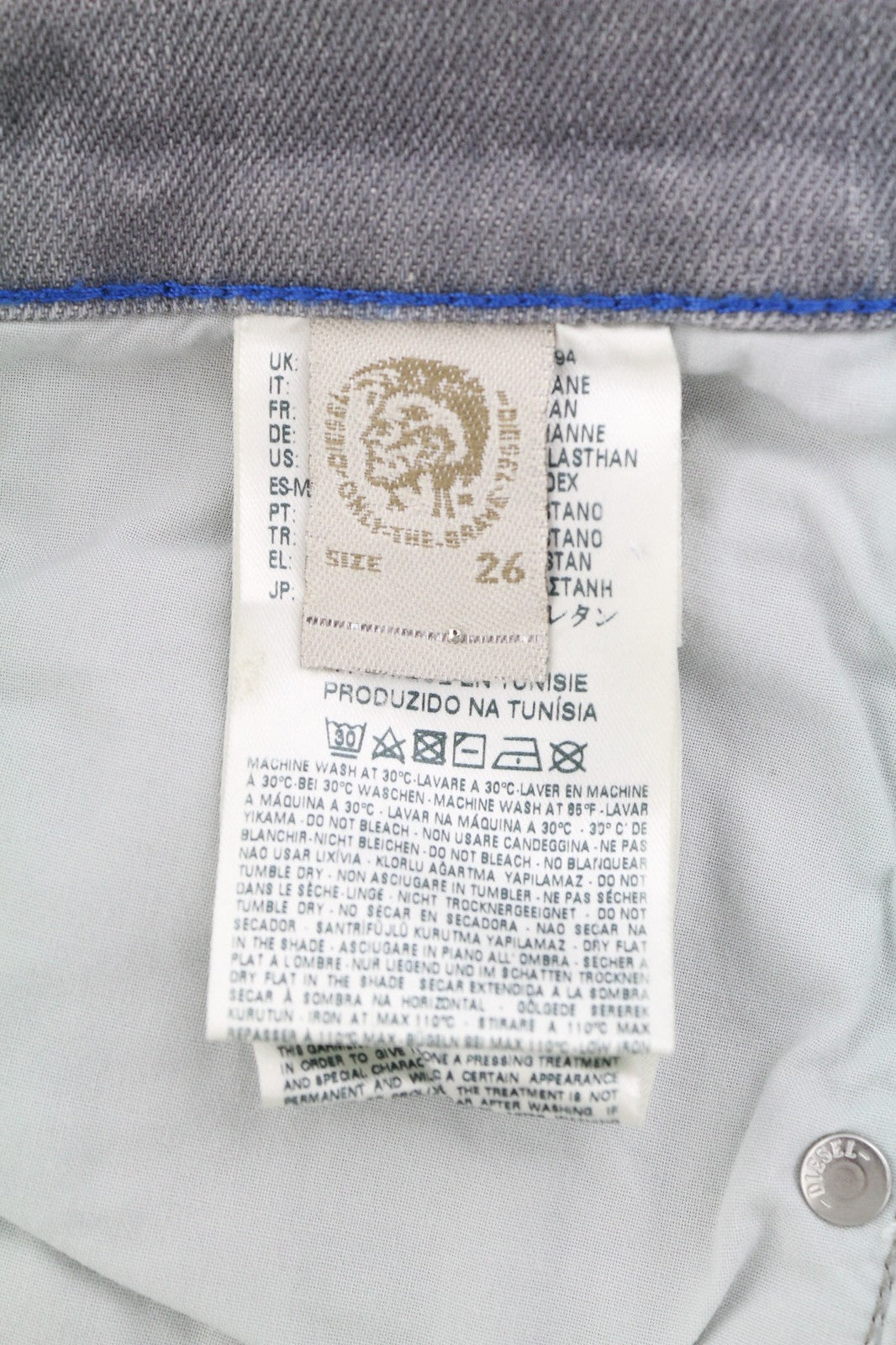 DIESEL Belthy-Ankle 0853H moteriški džinsai W26/L32 Slim Straight žemo juosmens RRP 200 € 