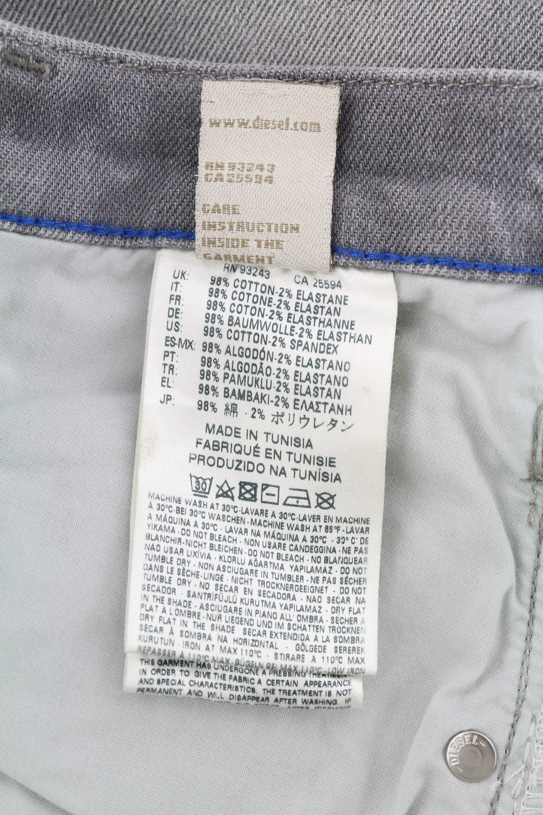 DIESEL Belthy-Ankle 0853H moteriški džinsai W26/L32 Slim Straight žemo juosmens RRP 200 € 