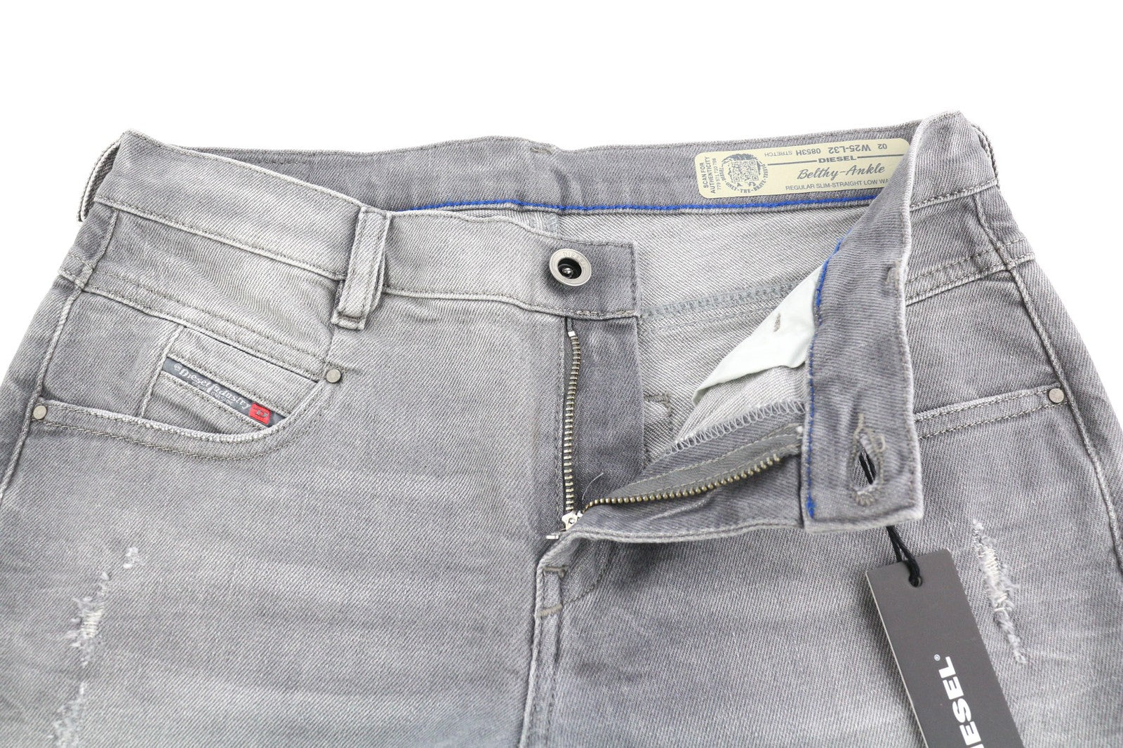 DIESEL Belthy-Ankle 0853H moteriški džinsai W25/L32 Slim Straight žemu juosmeniu RRP 200 € 