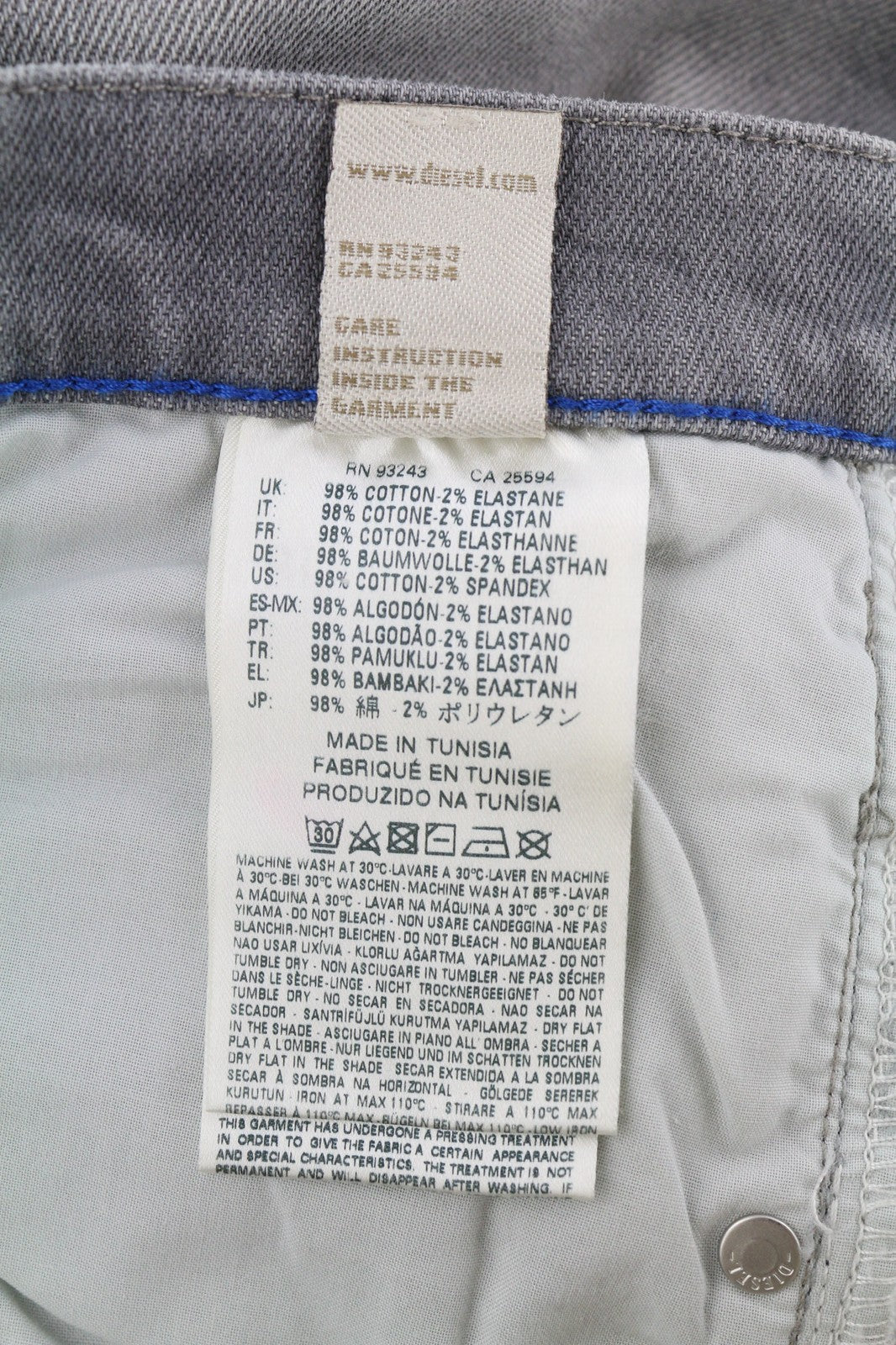 DIESEL Belthy-Ankle 0853H moteriški džinsai W25/L32 Slim Straight žemu juosmeniu RRP 200 € 