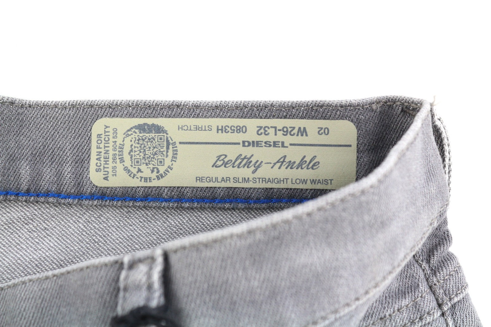 DIESEL Belthy-Ankle 0853H moteriški džinsai W26/L32 Slim Straight žemo juosmens RRP 200 € 